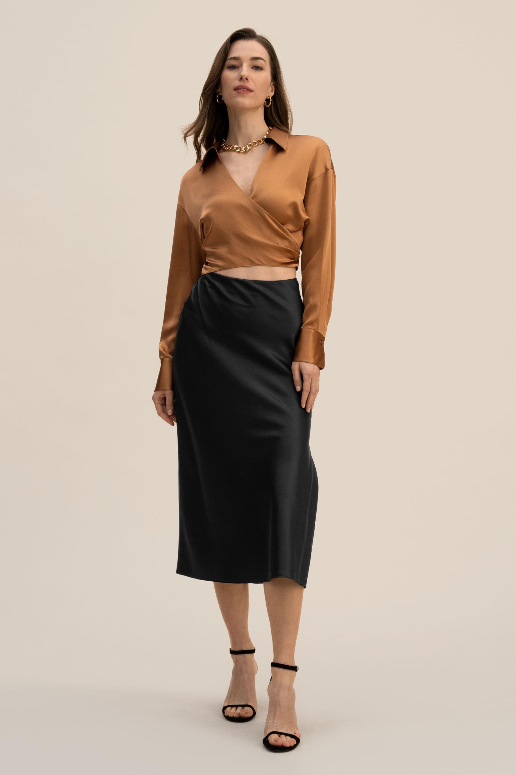 Wrapover Cropped Shirt Product Image