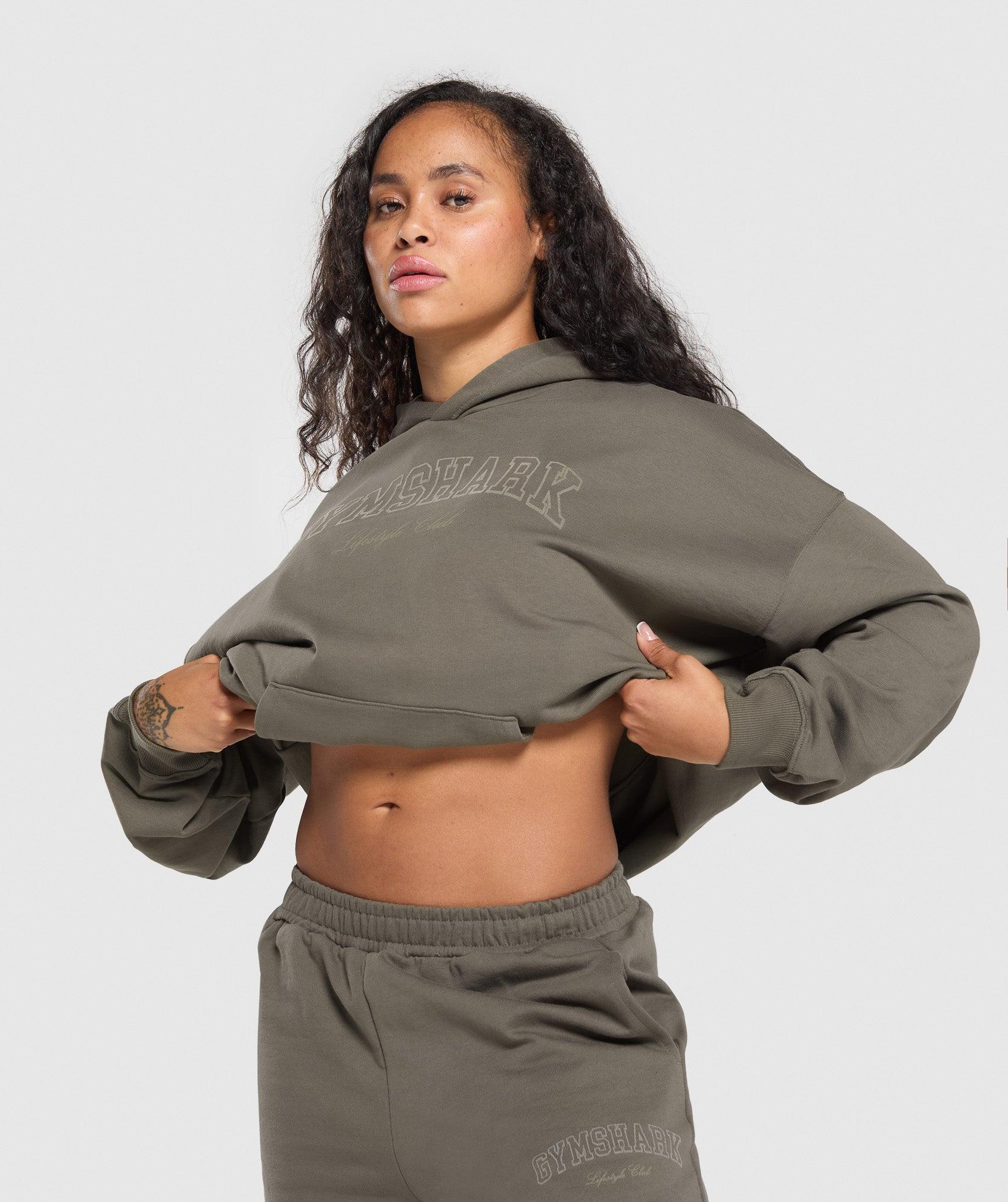 Gymshark Campus Classics Graphic Hoodie - Camo Brown Female Product Image
