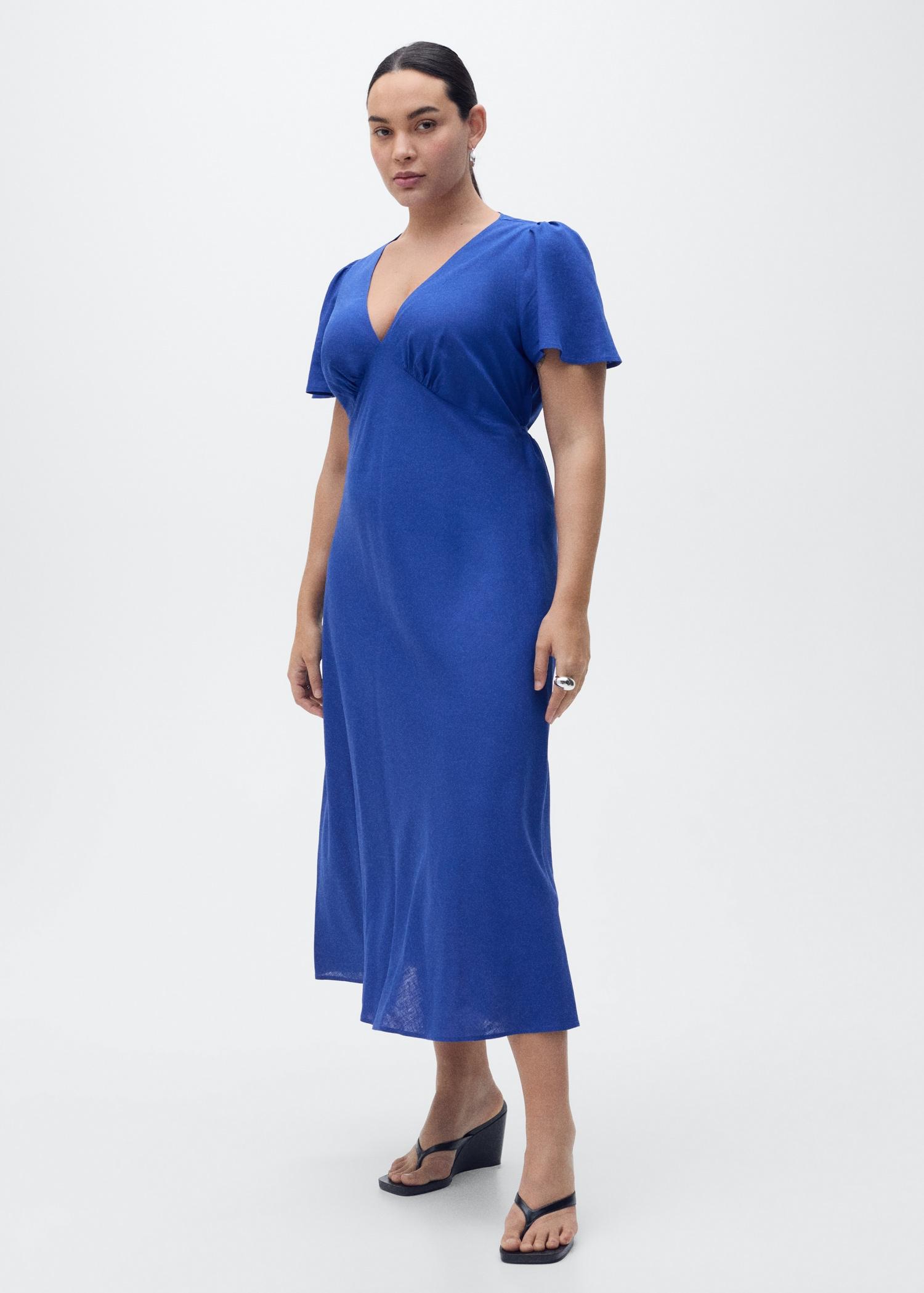 Floral linen-blend dress - Women | MANGO USA Product Image