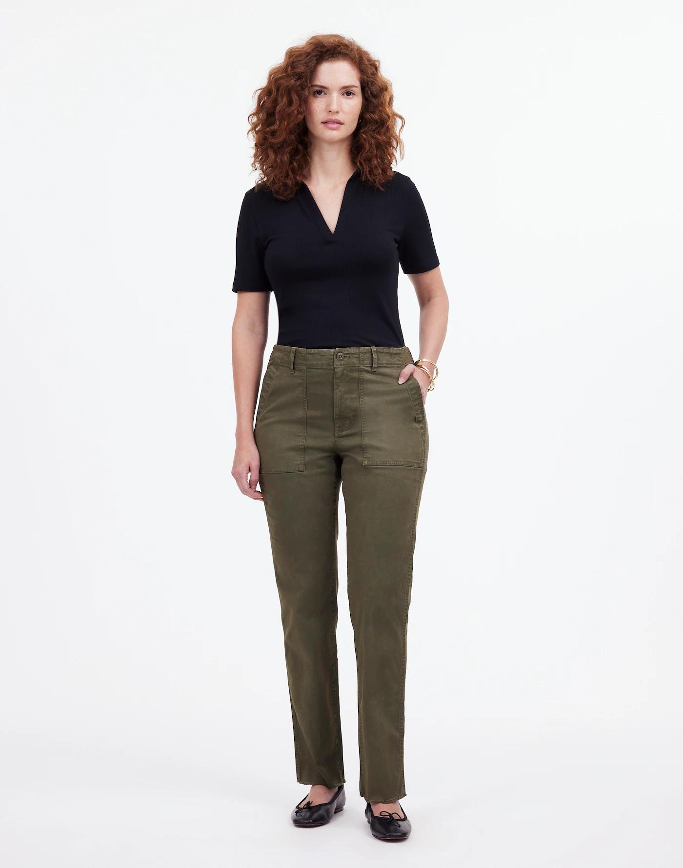The Curvy Slim Straight Trouser Pant in Garment Dye Product Image