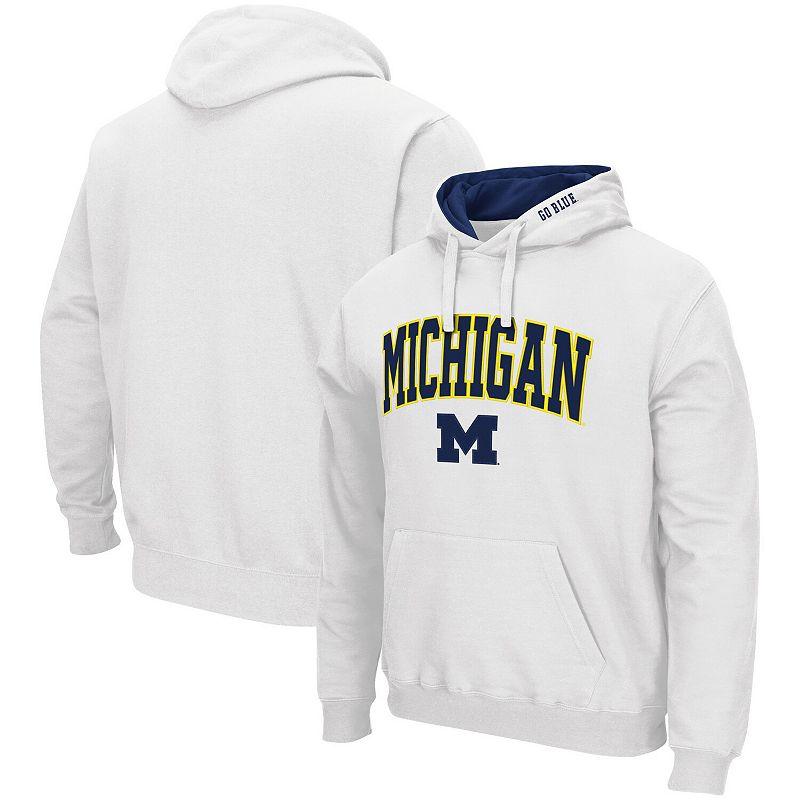 Men's Colosseum White Michigan Wolverines Arch & Logo 3.0 Pullover Hoodie,  Product Image