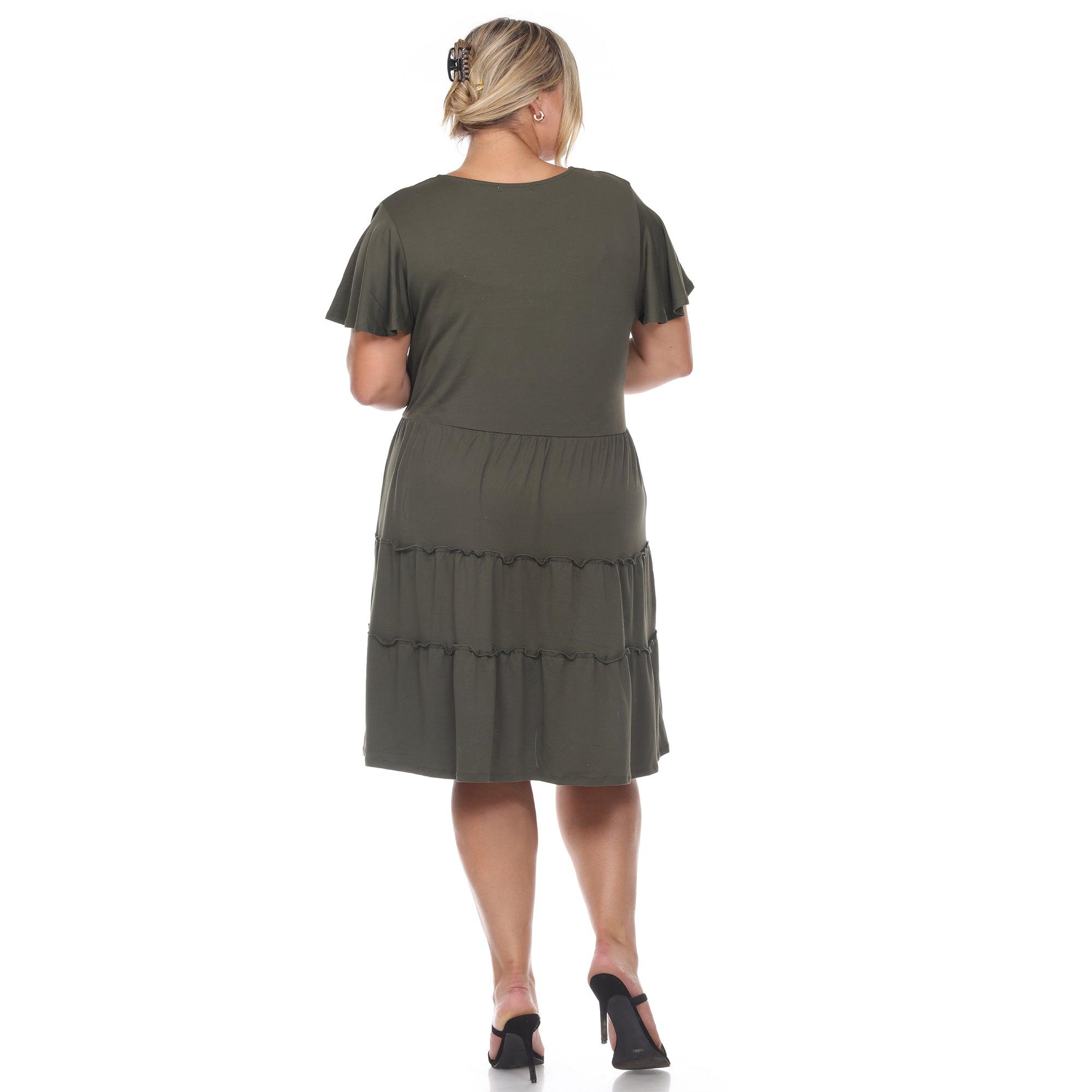 Short Sleeve V-neck Tiered Midi Dress - Plus Product Image