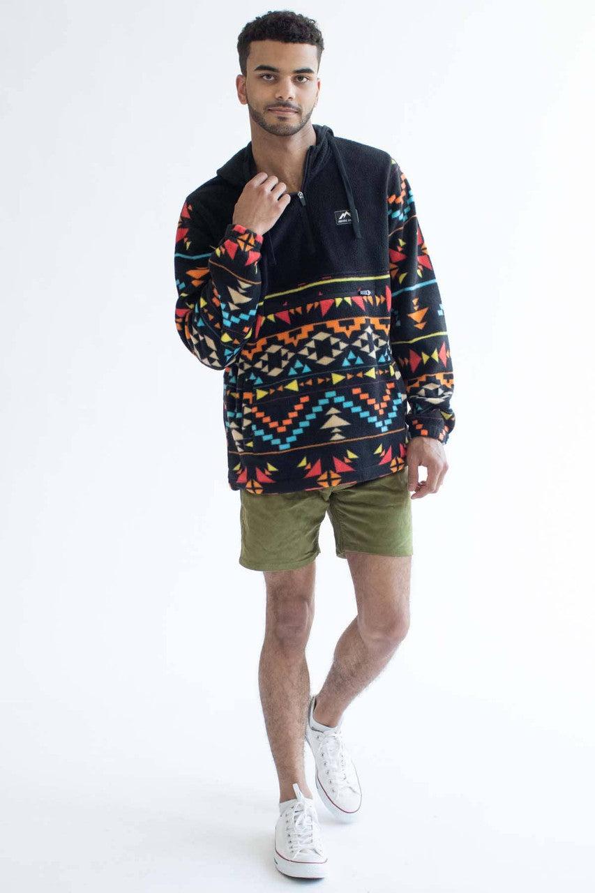 Black Southwestern Polar Fleece Hoodie Product Image