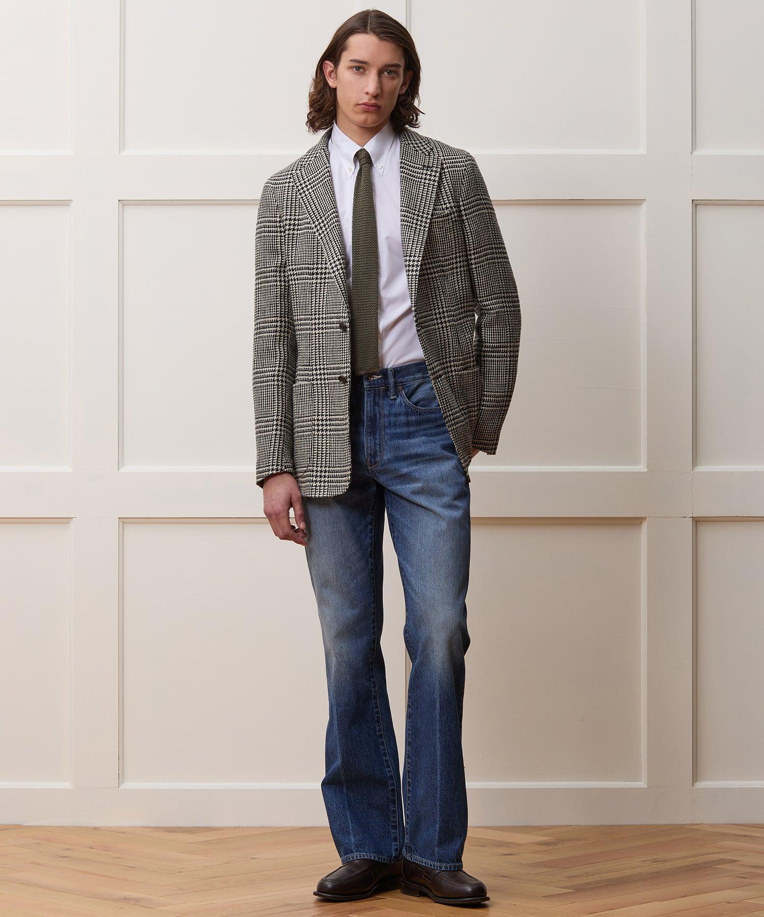 Italian Linen-Silk Sport Coat in Cream Glen Plaid Product Image