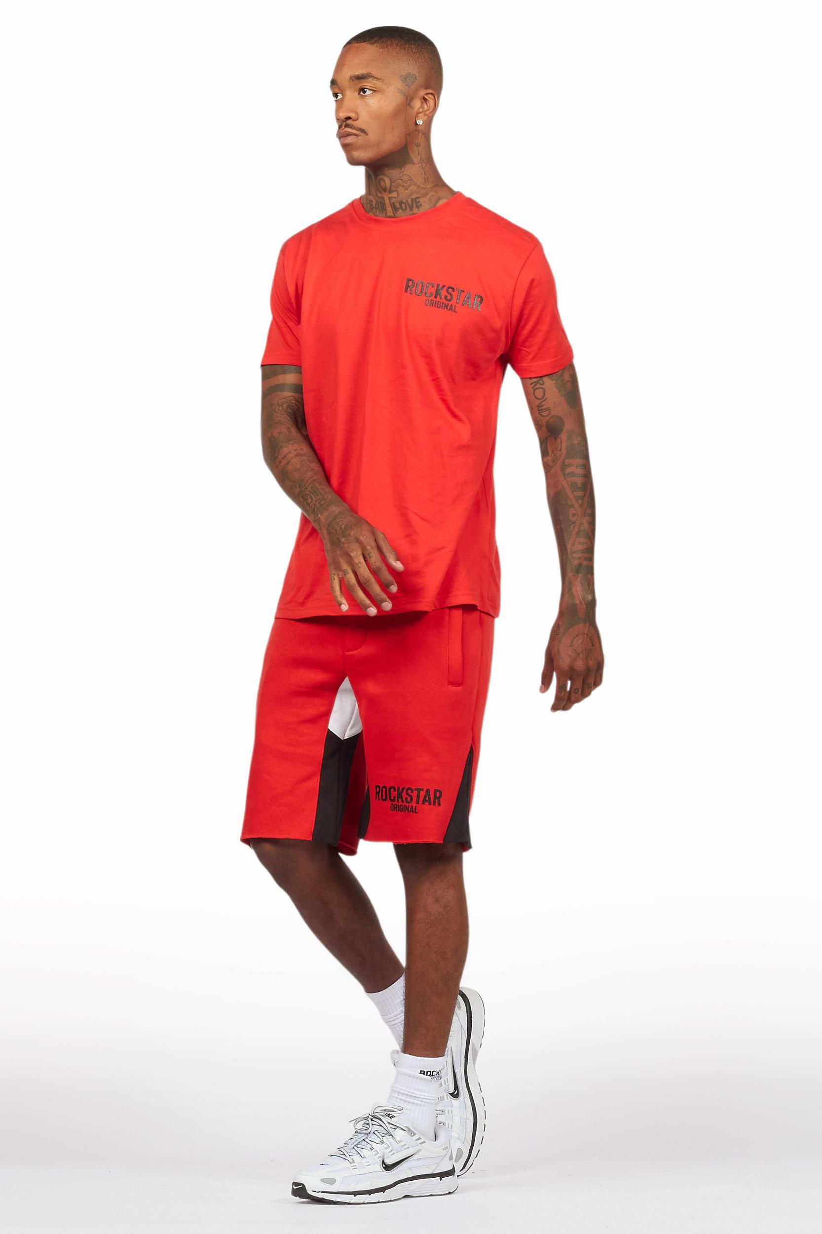 Sana Red Relaxed T-Shirt/Short Set Male Product Image