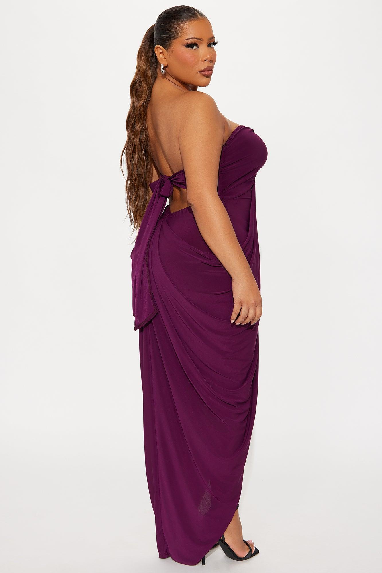Wine And Dine Draped Maxi Dress - Plum Female Product Image