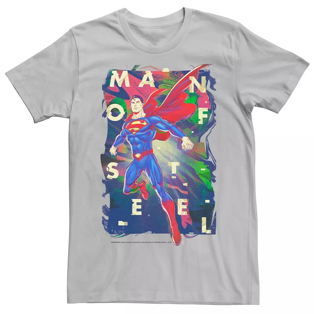 Men's DC Comics Superman Man Of Steel Bold Glitch Poster Graphic Tee,  Product Image