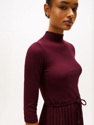 Pleated Mix Media Midi Dress Product Image