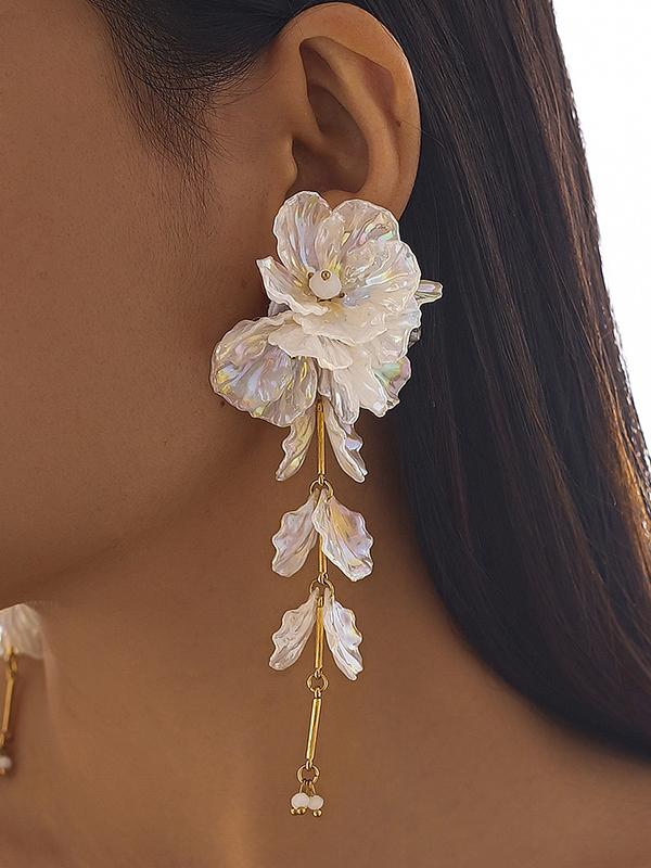 Beaded Flower Shape Earrings Accessories Product Image