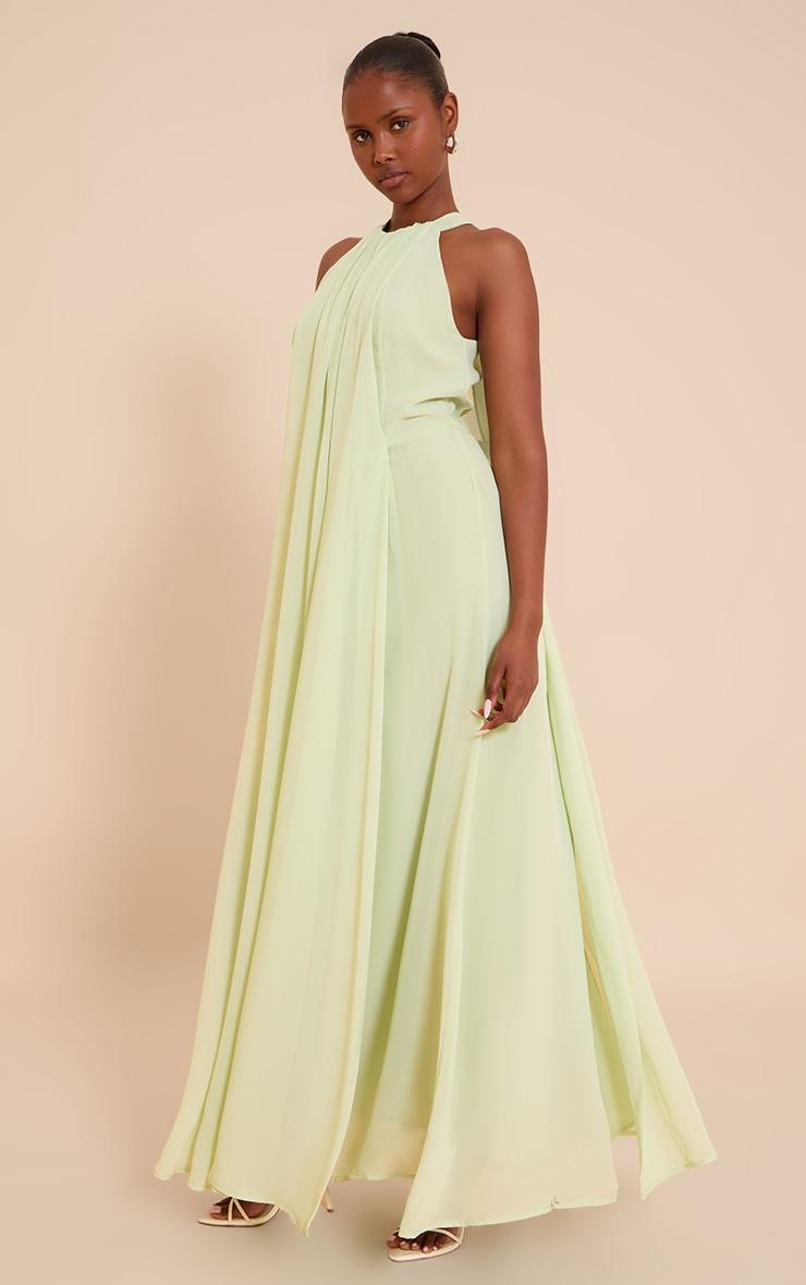 Lime Chiffon Extreme Pleated Maxi Dress Product Image