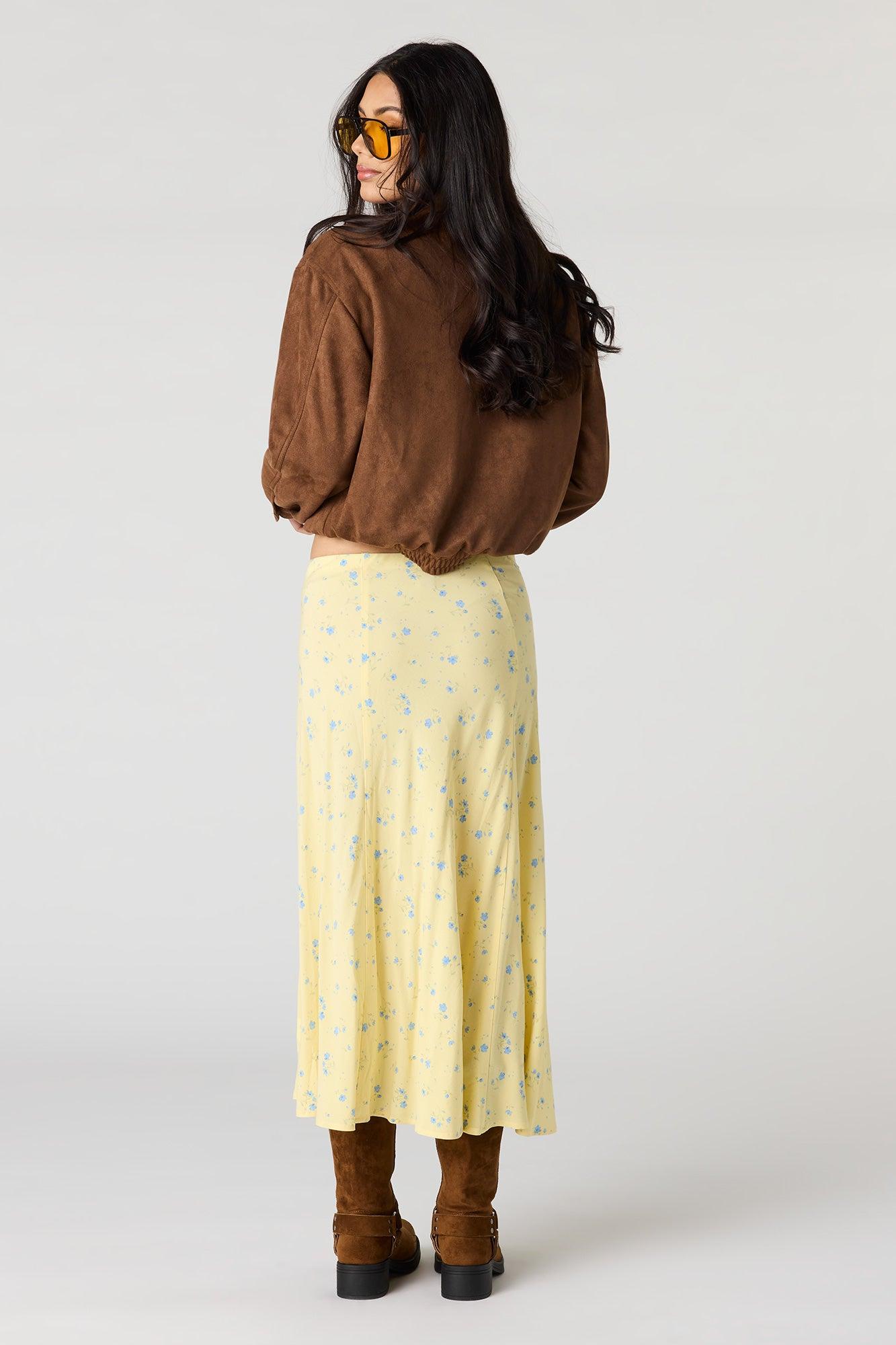 Floral Slit Midi Skirt Female Product Image