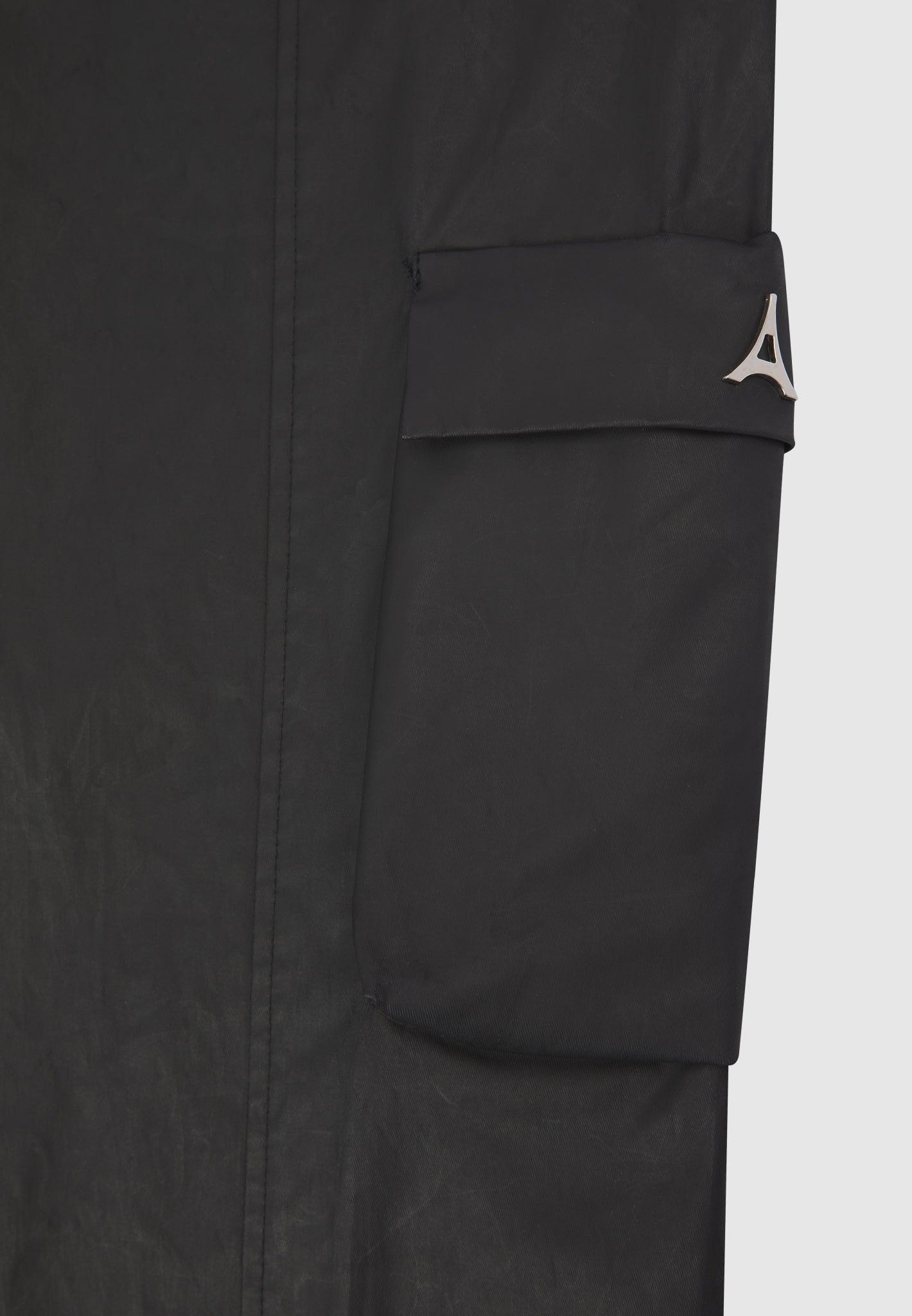 Mid Rise Waxed Cargo Pants - Black Female Product Image