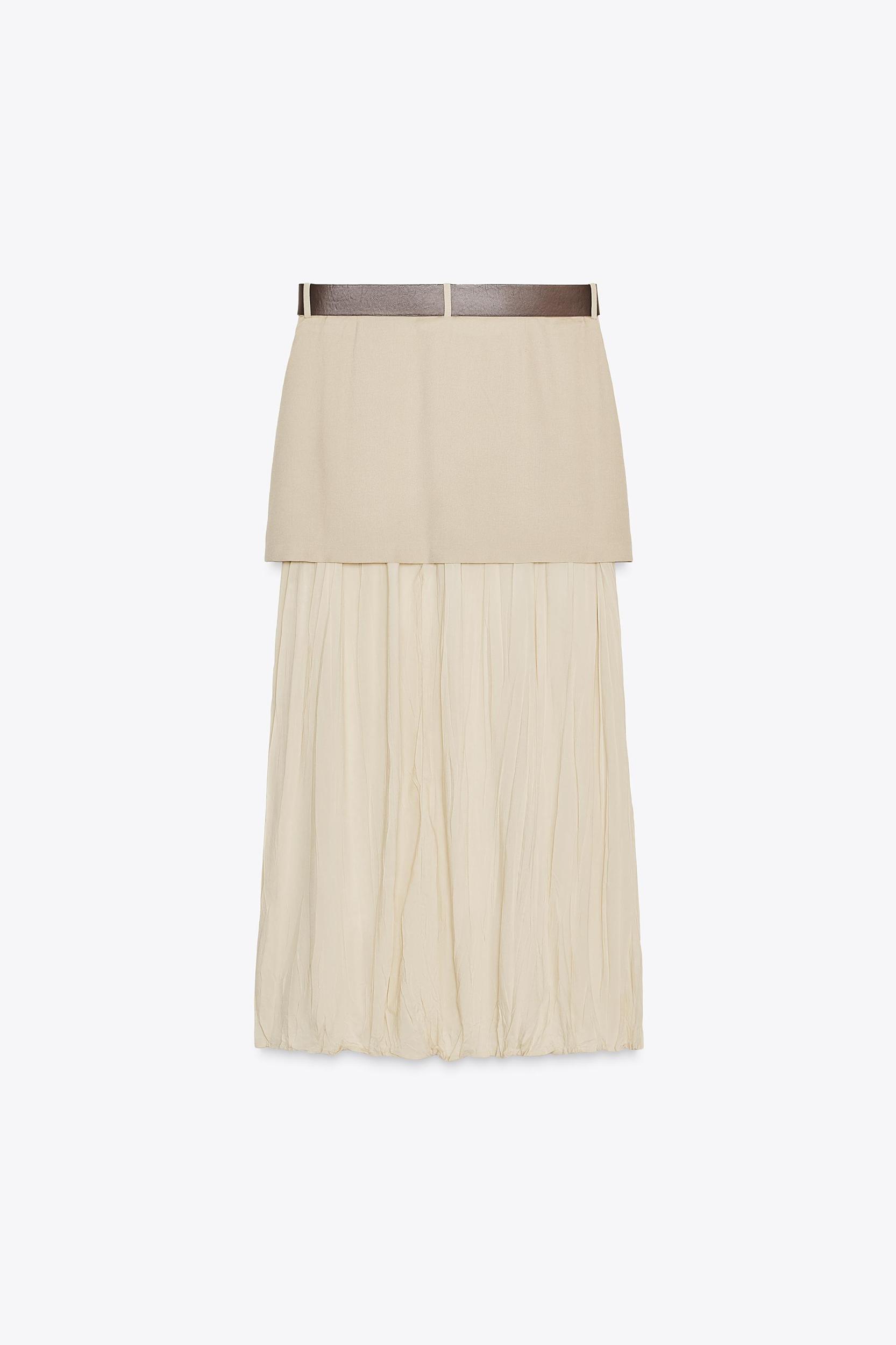 BELTED COMBINATION MIDI SKIRT Product Image