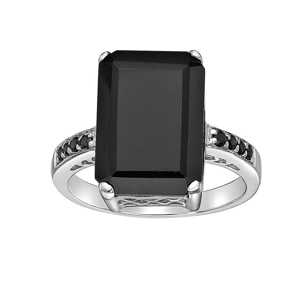 Gemminded Sterling Silver Black Onyx & Black Spinel Ring, Women's, Size: 9 Product Image