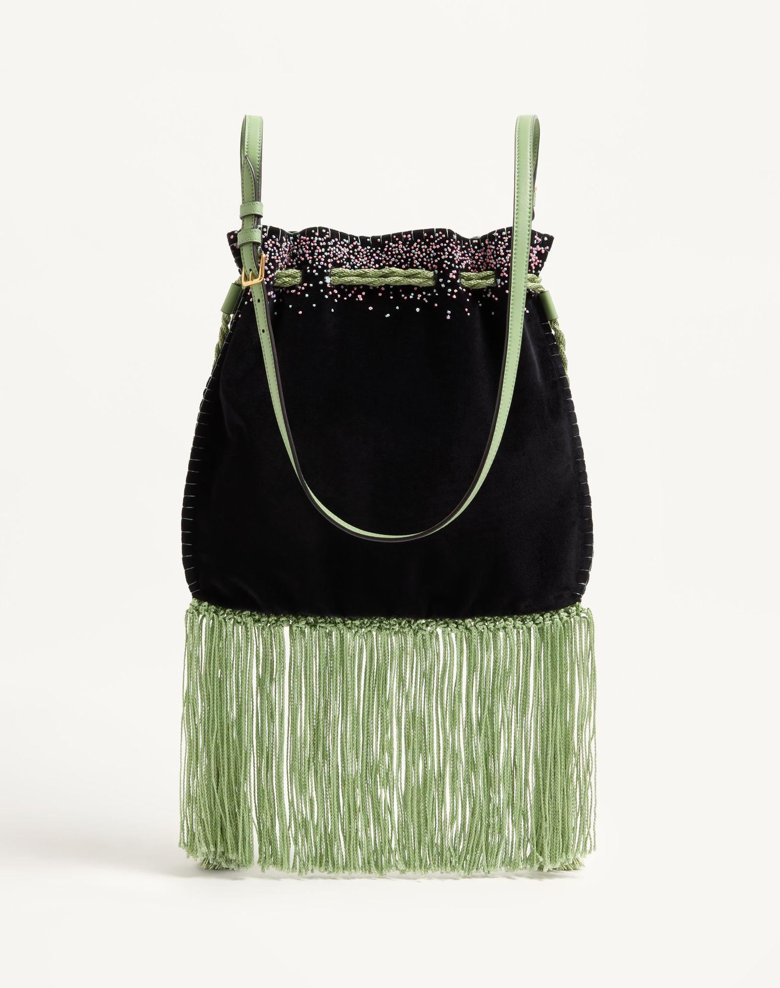 Valentino Garavani Nellcôte Alice Embroidered Bag With Fringes Product Image
