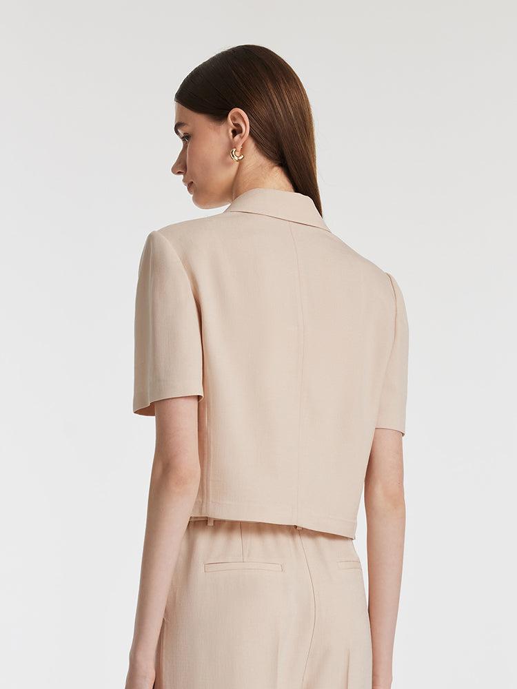 Acetate Short Sleeves Women Crop Blazer Product Image