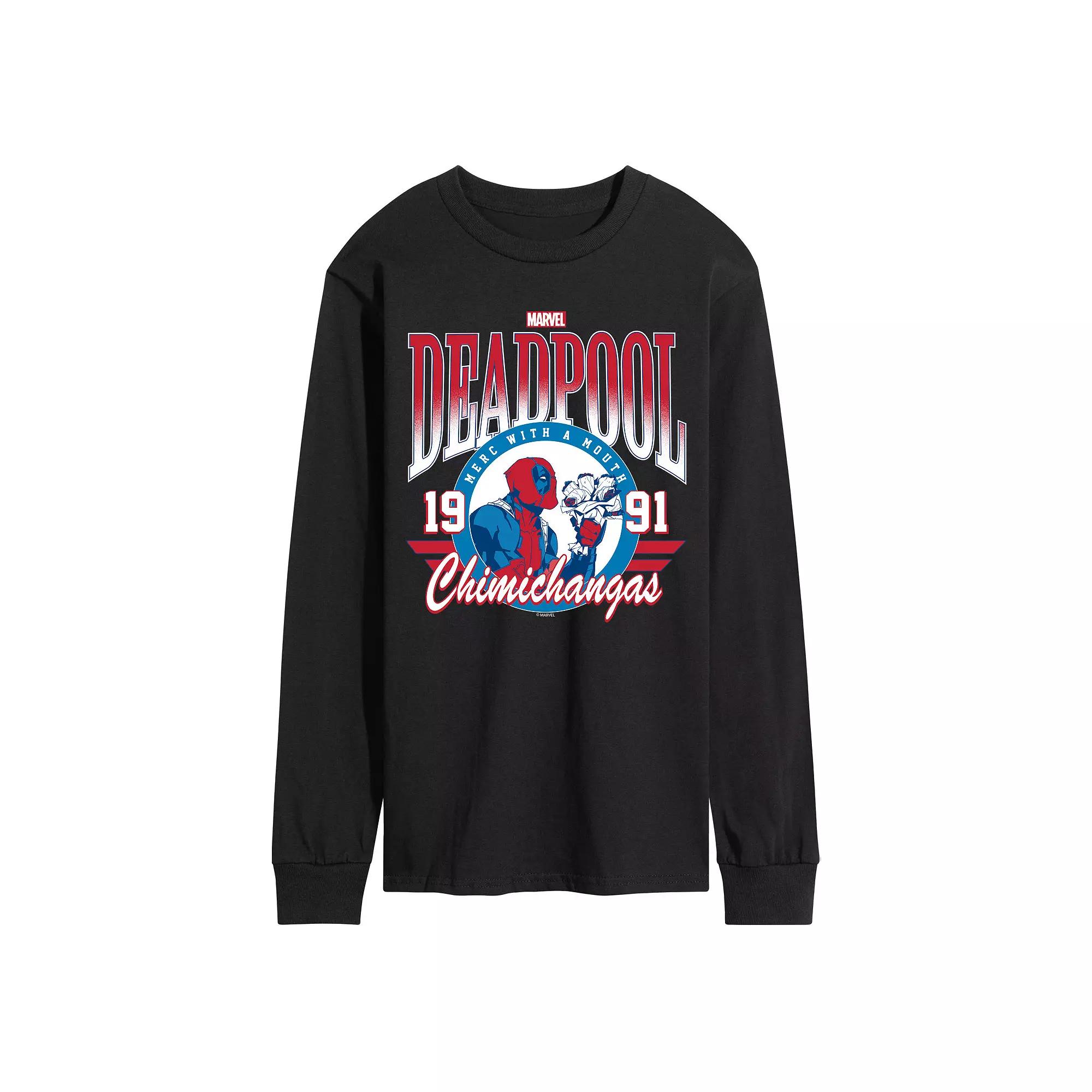 Men's Marvel Deadpool Chimichangas Collegiate Long Sleeve Graphic Tee,  Product Image