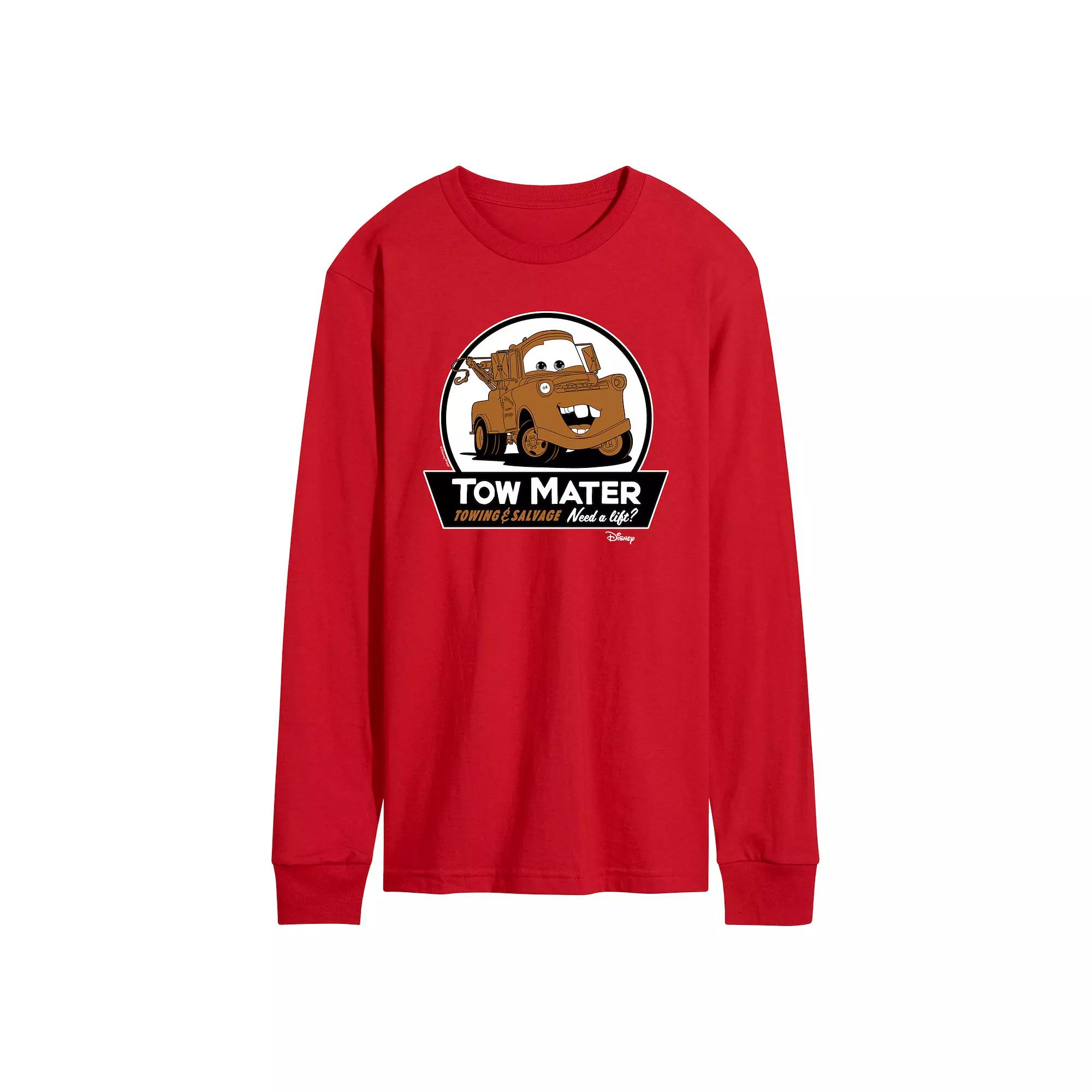 Disney / Pixar's Cars Tow Mater Men's Towing Sign Long Sleeve Graphic Tee,  Product Image