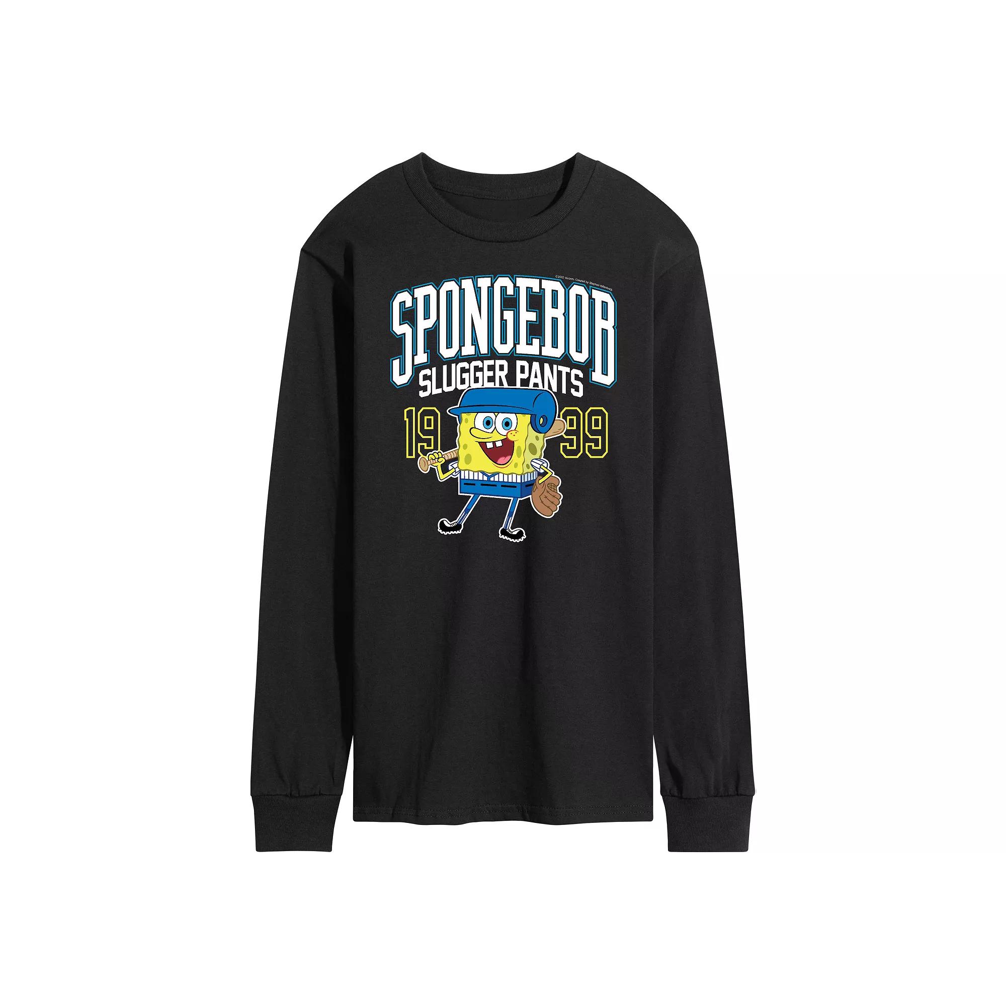 Men's Nickelodeon SpongeBob SquarePants Slugger Pants Long Sleeve Graphic Tee,  Product Image