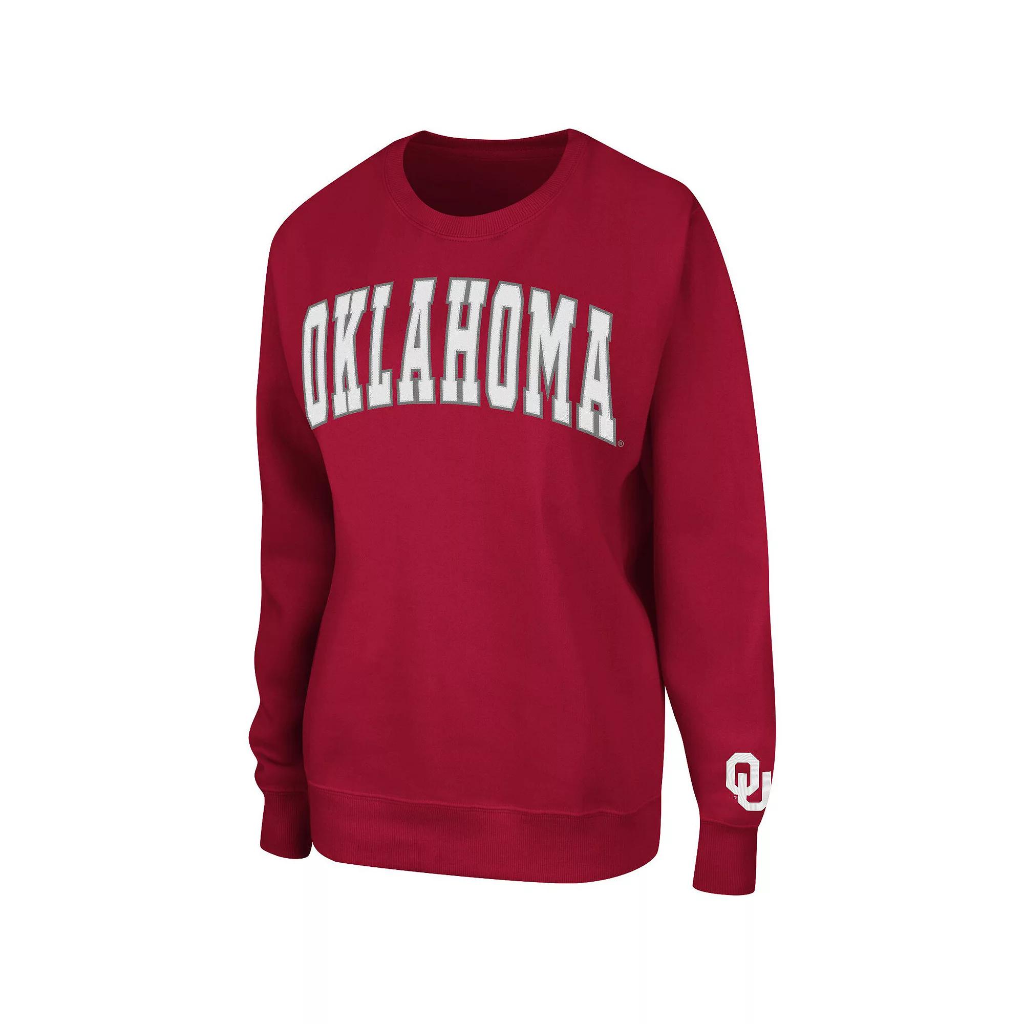 Women's Colosseum Crimson Oklahoma Sooners Campanile Pullover Sweatshirt,  Product Image