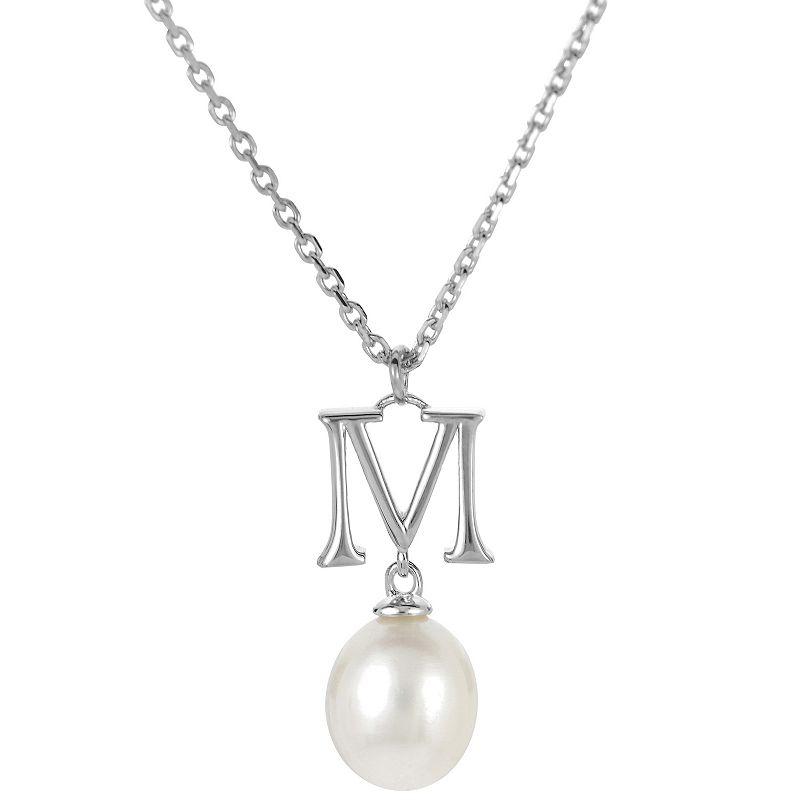 PearLustre by Imperial Sterling Silver Freshwater Cultured Pearl Initial Pendant Necklace, Women's,  Product Image