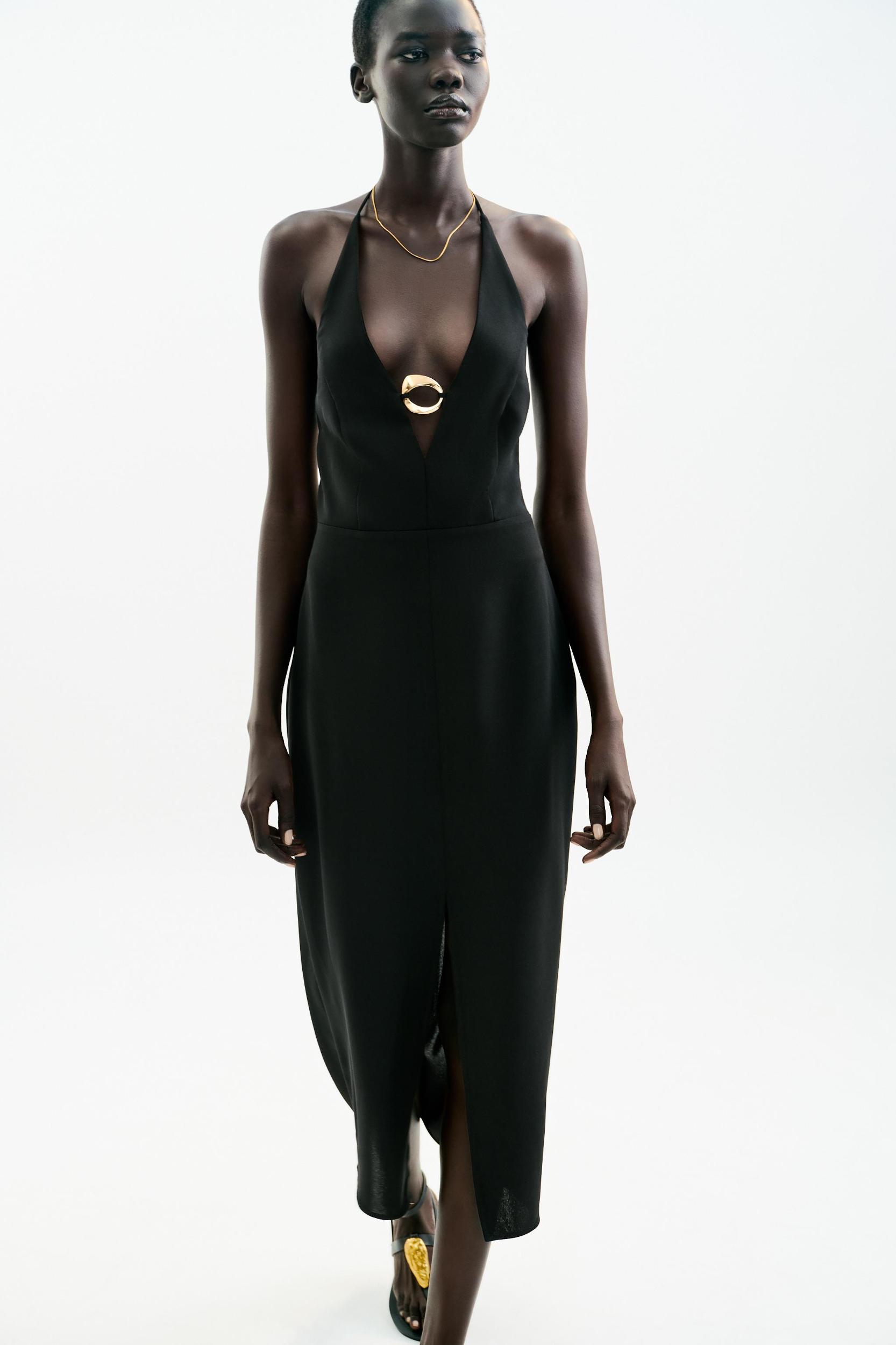 GOLD APPLIQUÉ MIDI DRESS Product Image