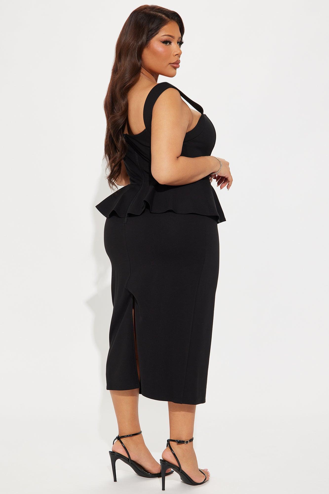 The Jenny Ponte Midi Dress - Black Product Image