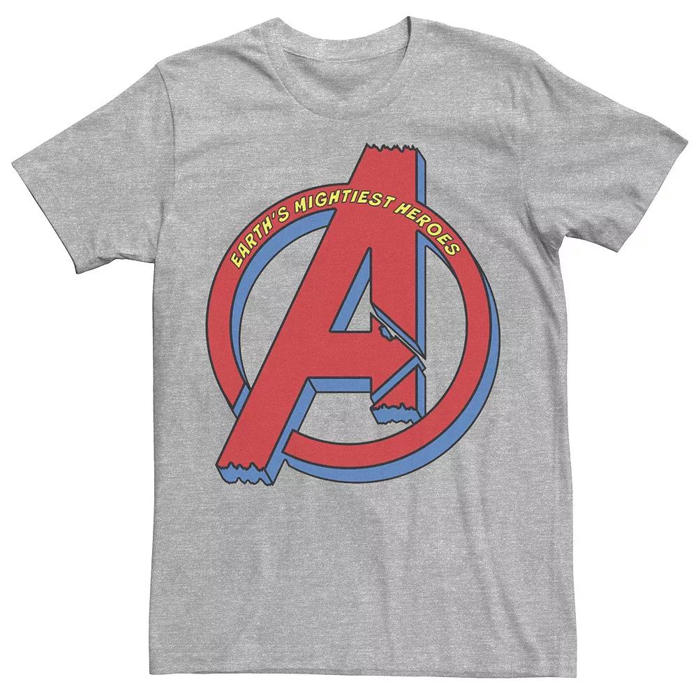 Men's Marvel Avengers Earth's Mightiest Heroes Chest Logo Tee, Size: Large, Athletic Grey Product Image