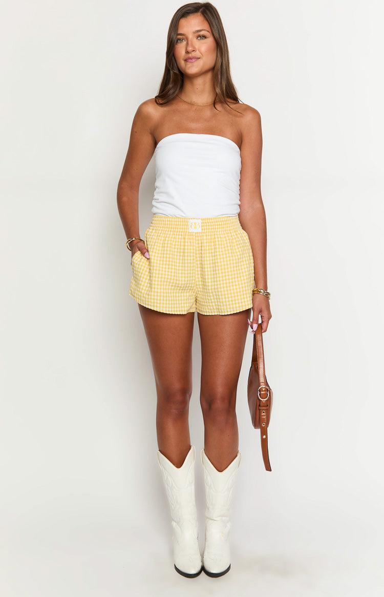 Baxter Yellow Gingham Shorts Girls Product Image