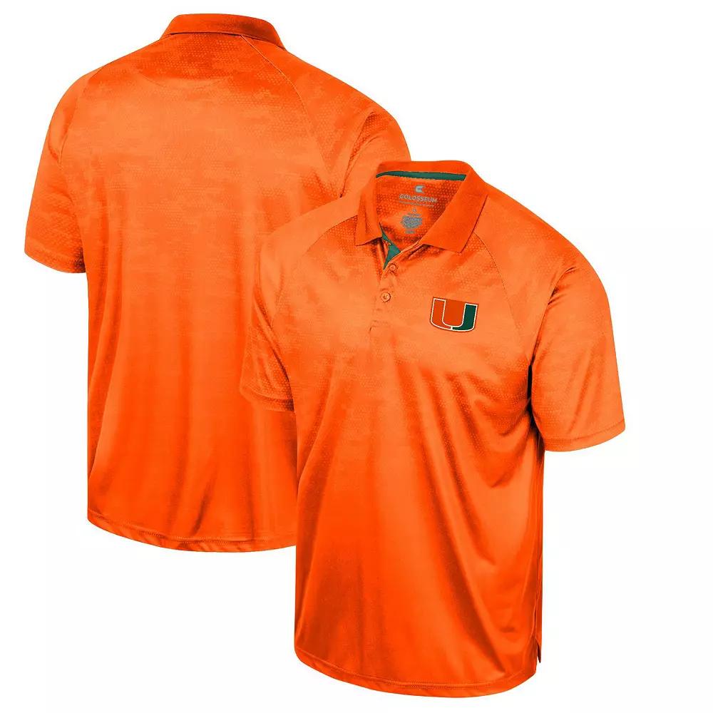 Men's Colosseum Orange Miami Hurricanes Honeycomb Raglan Polo,  Product Image