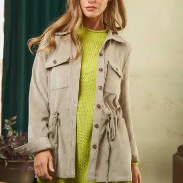 Plus Shirt Jacket with Jacquard Sweater Knit Back Product Image