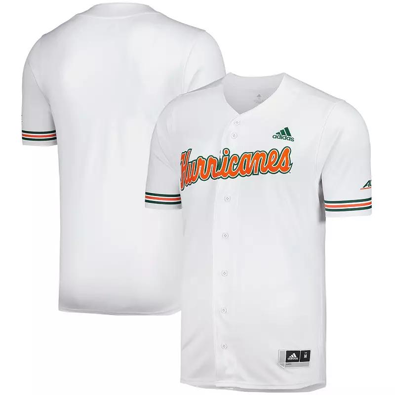 Men's adidas White Miami Hurricanes Replica Baseball Jersey,  Product Image