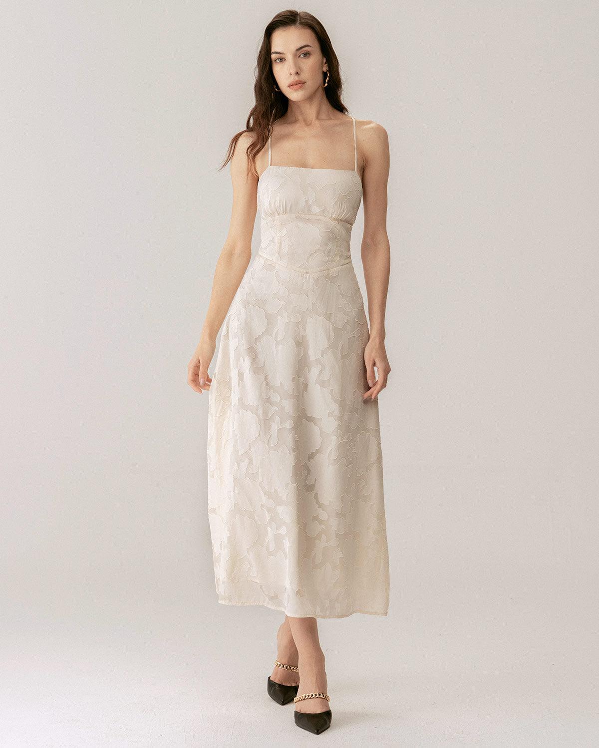 Apricot Jacquard Corset Slip Maxi Dress Product Image