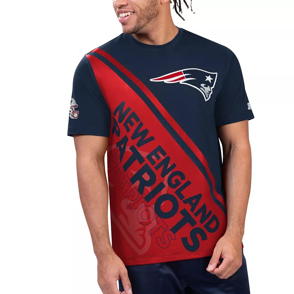 Men's Starter Navy/Red New England Patriots Finish Line Extreme Graphic T-Shirt,  Product Image