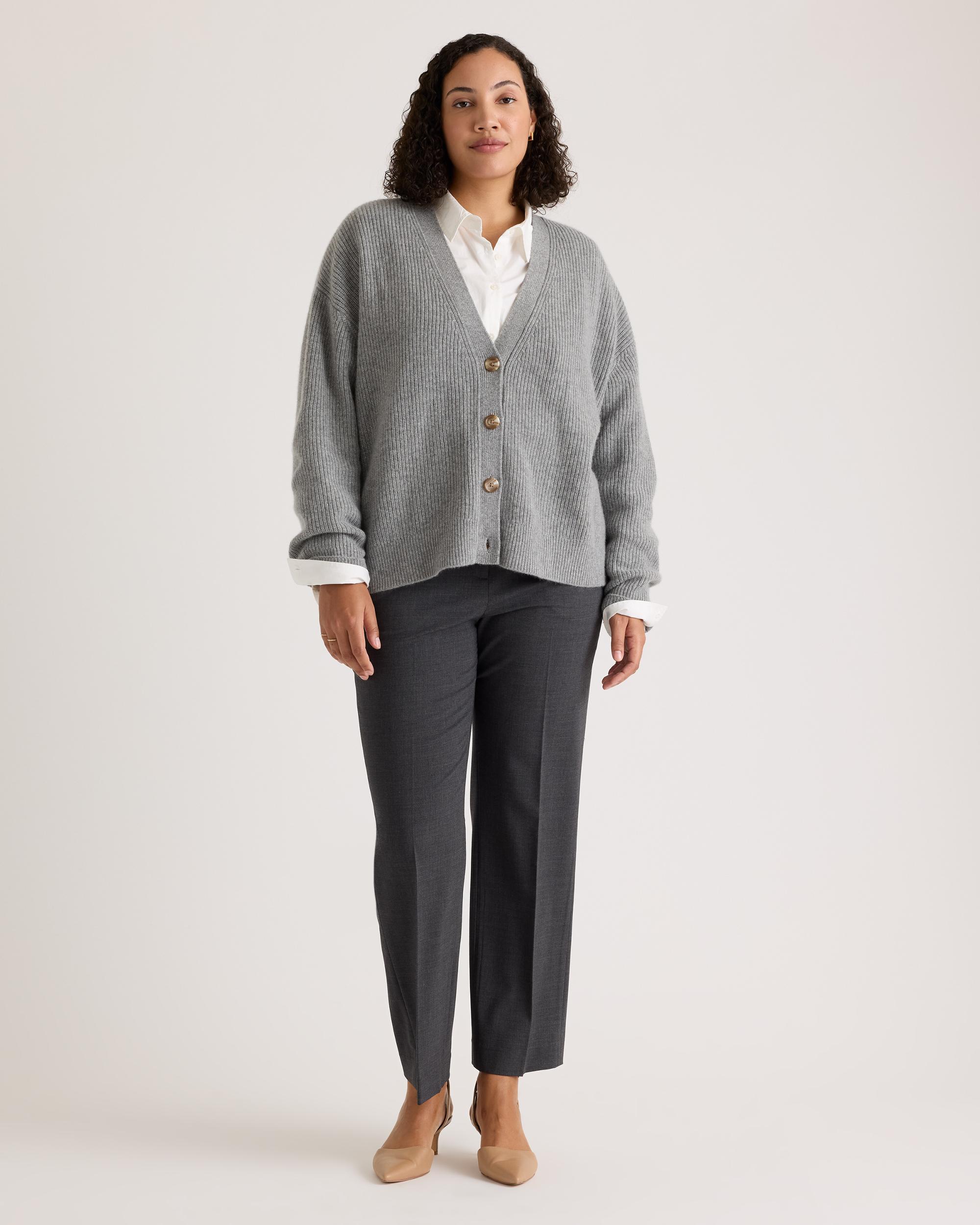 Quince | Women's Mongolian Cashmere Fisherman Boxy Cropped Cardigan Sweater Size XL Product Image