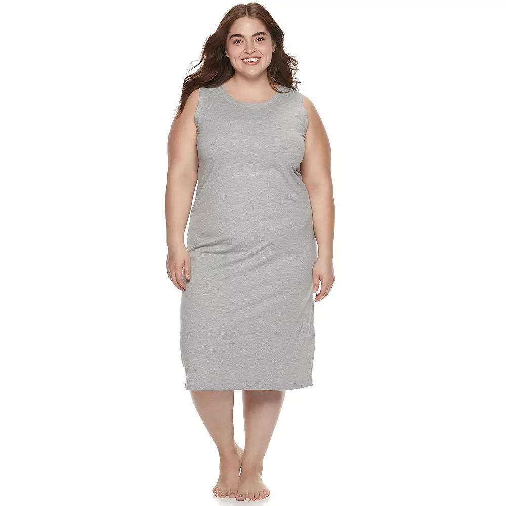 Plus Size Jockey Everyday Essentials Sleeveless Sleepshirt, Womens Grey Gray Product Image