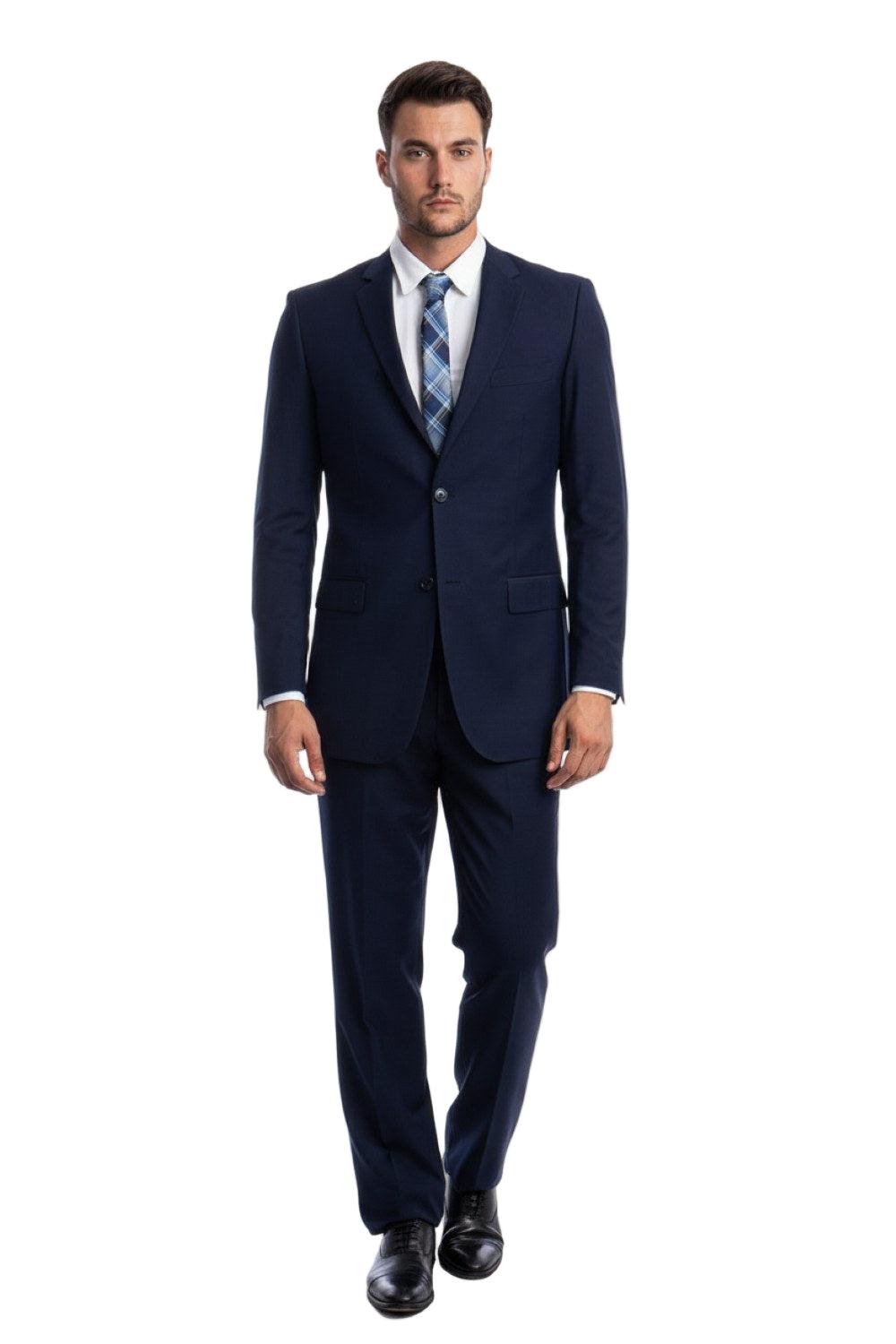 Bacchus Collection - Modern Fit Suit 2 Button 2 Piece in Navy Product Image
