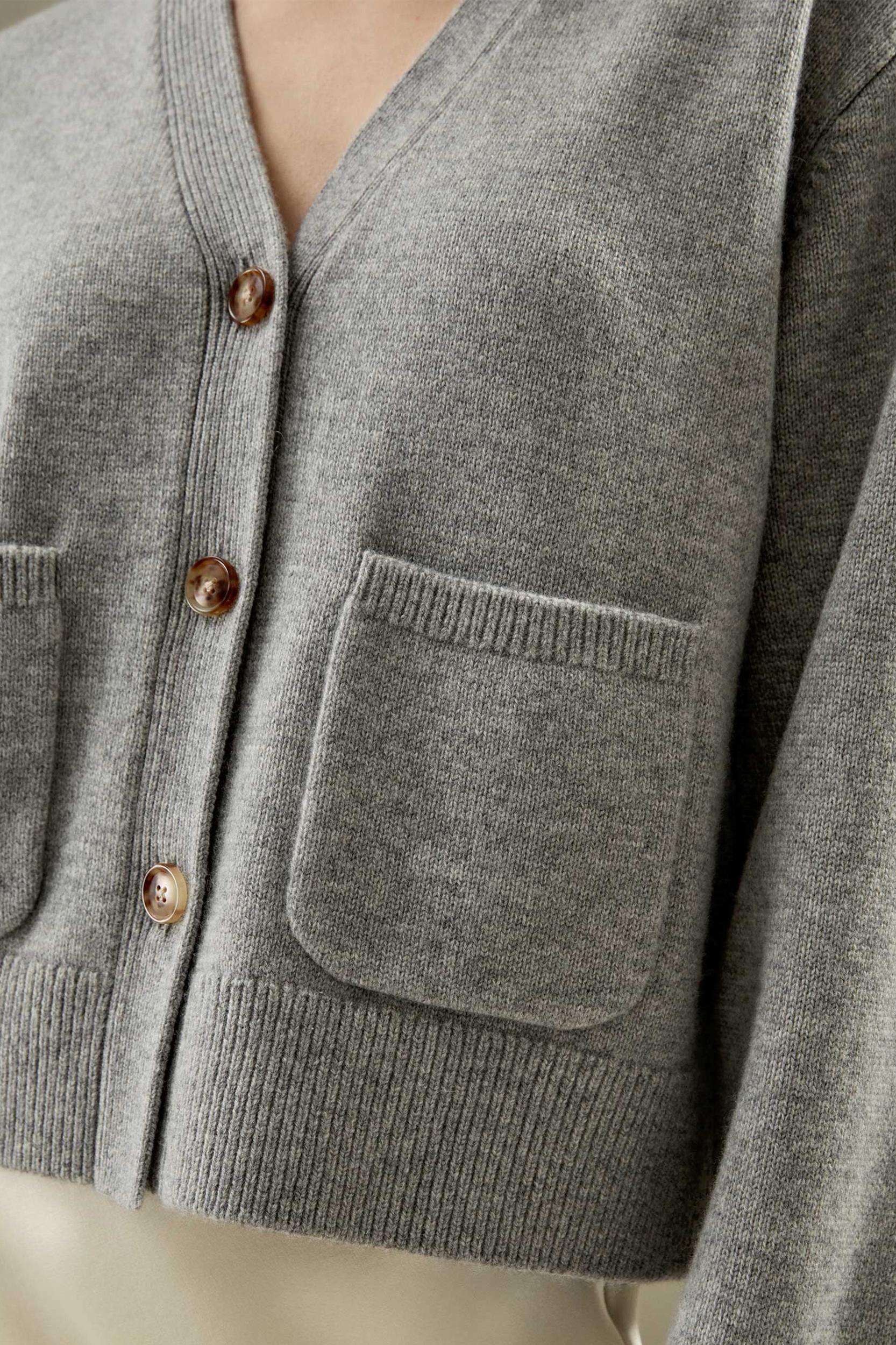 LILYSILK Cashmere Cardigan - for Women - Camel Golden Ratio Cashmere Wool Blend - Warm Front Pockets Sweater S Product Image