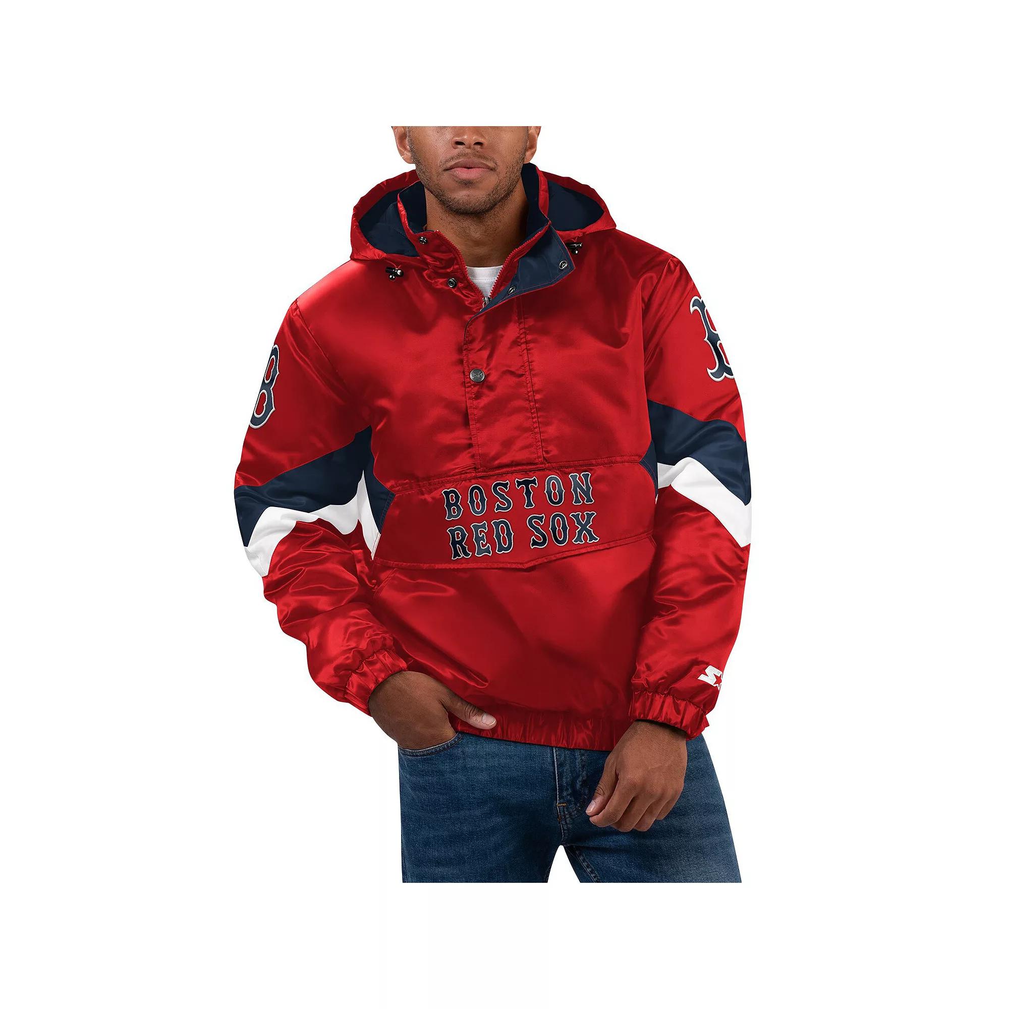 Men's Starter Black Boston Red Sox Force Play II Half-Zip Hooded Jacket, Size: 2XL Product Image
