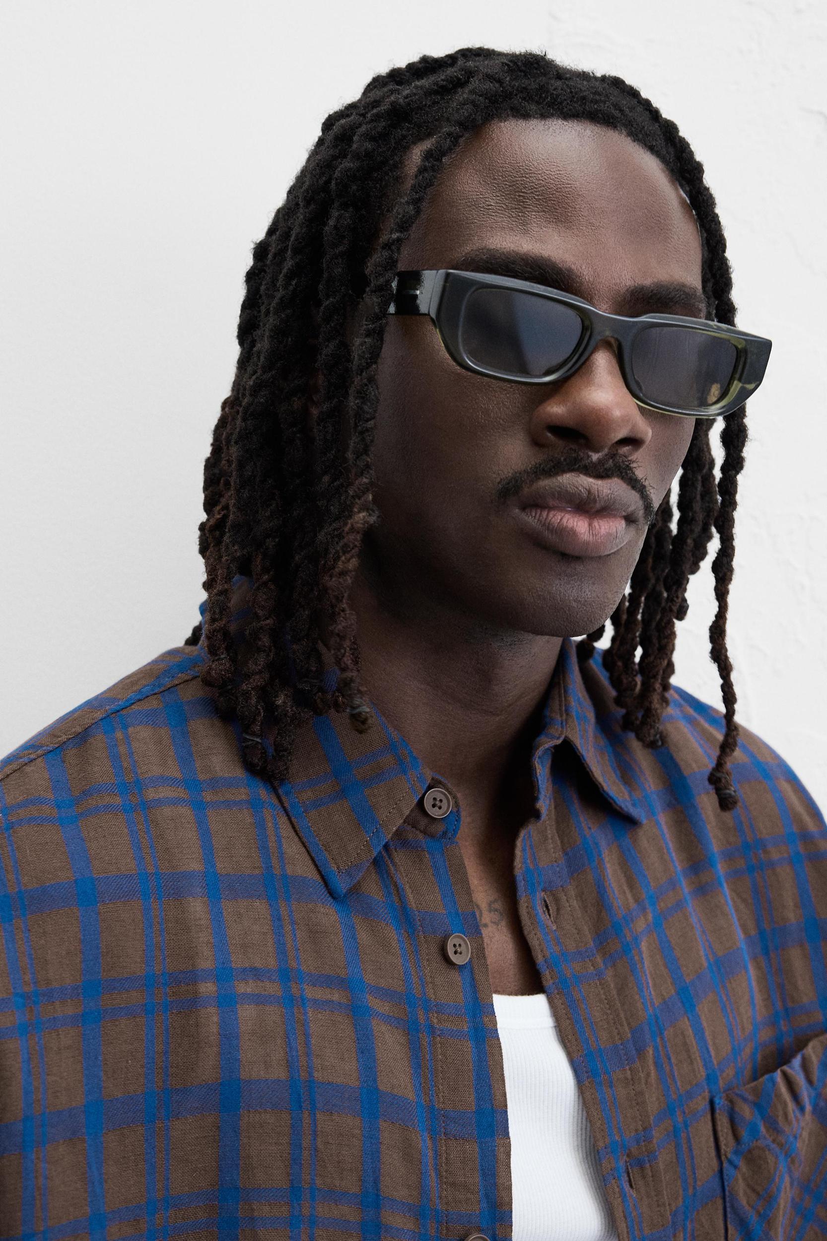 COTTON - LINEN PLAID SHIRT Product Image