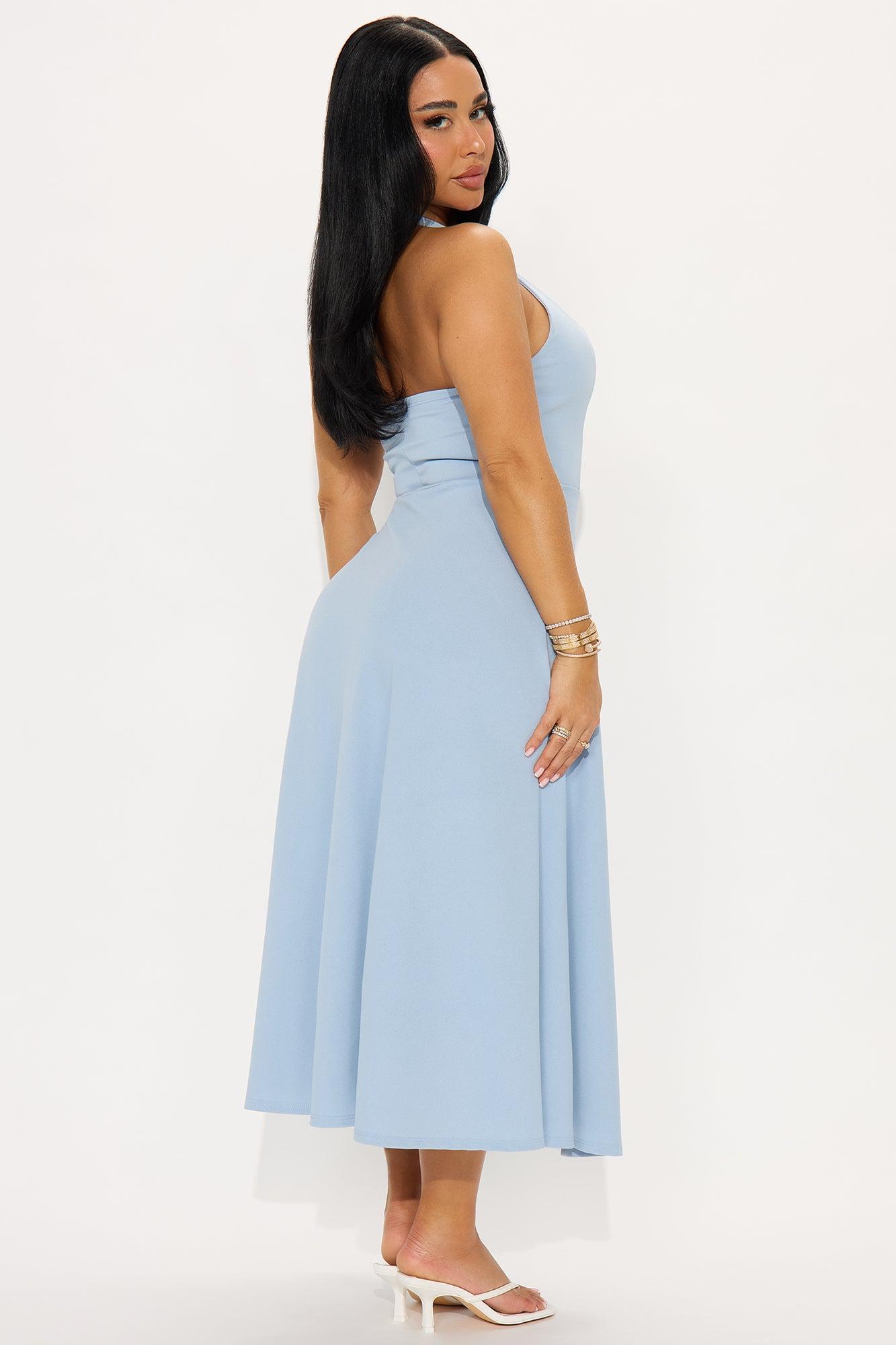 Alena Halter Midi Dress - Blue Product Image