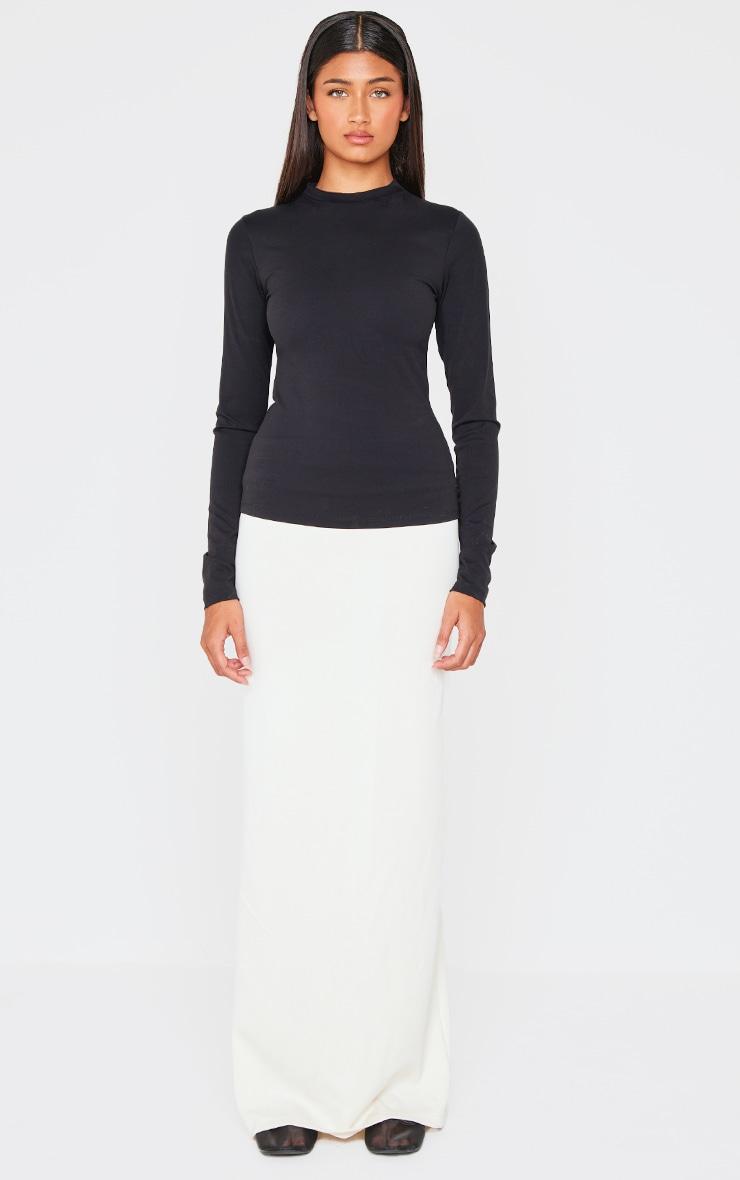 Cream Premium Soft Touch Low Waist Maxi Skirt Product Image