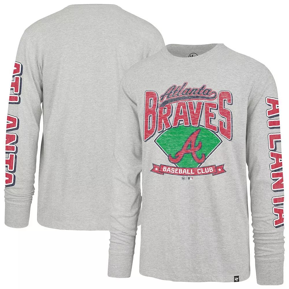 Men's '47 Gray Atlanta Braves Fair Ball Franklin Long Sleeve T-Shirt,  Product Image