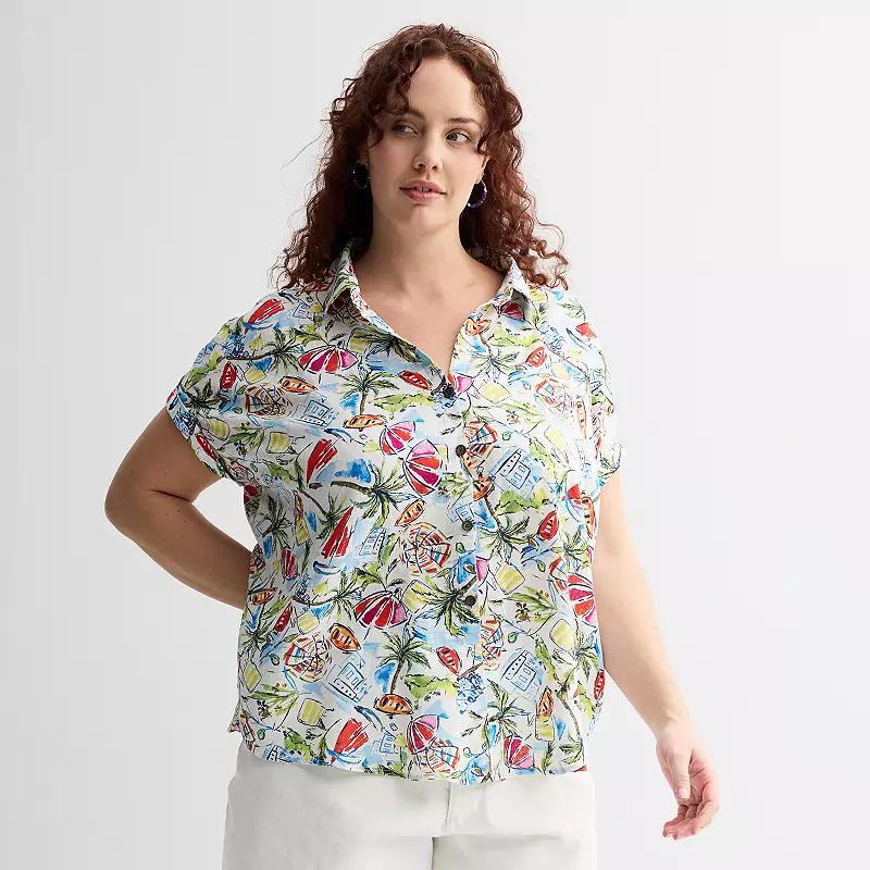 Plus Size Sonoma Goods For Life® Camp Shirt, Women's, Size: 1XL, Multi Fruit Print Product Image