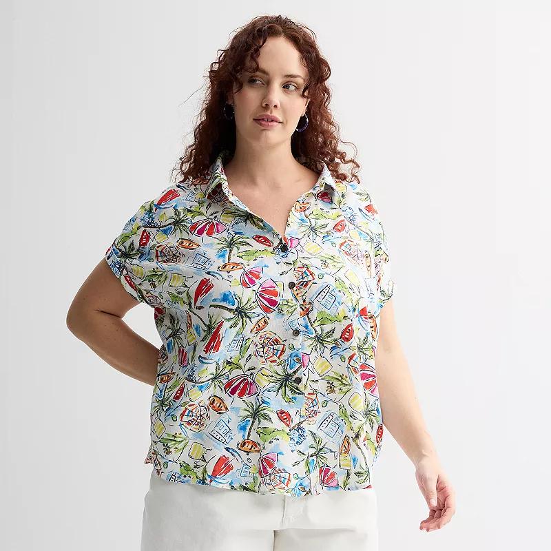 Plus Size Sonoma Goods For Life® Camp Shirt, Women's, Size: 1XL, Multi Fruit Print Product Image