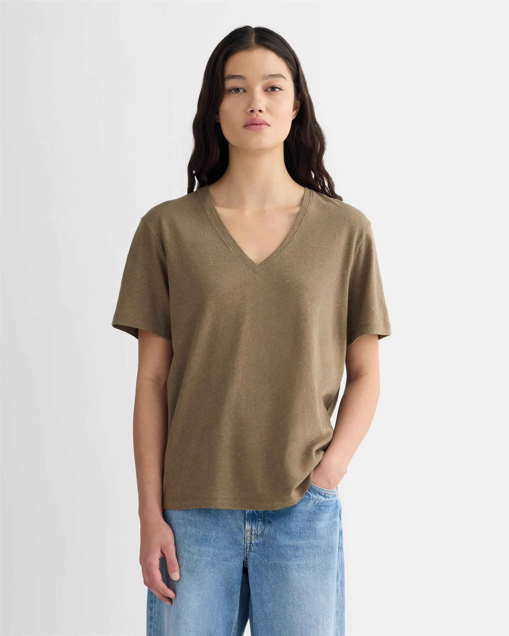 Womens Slouchy V-Neck T-Shirt in Cotton Linen by Everlane Product Image
