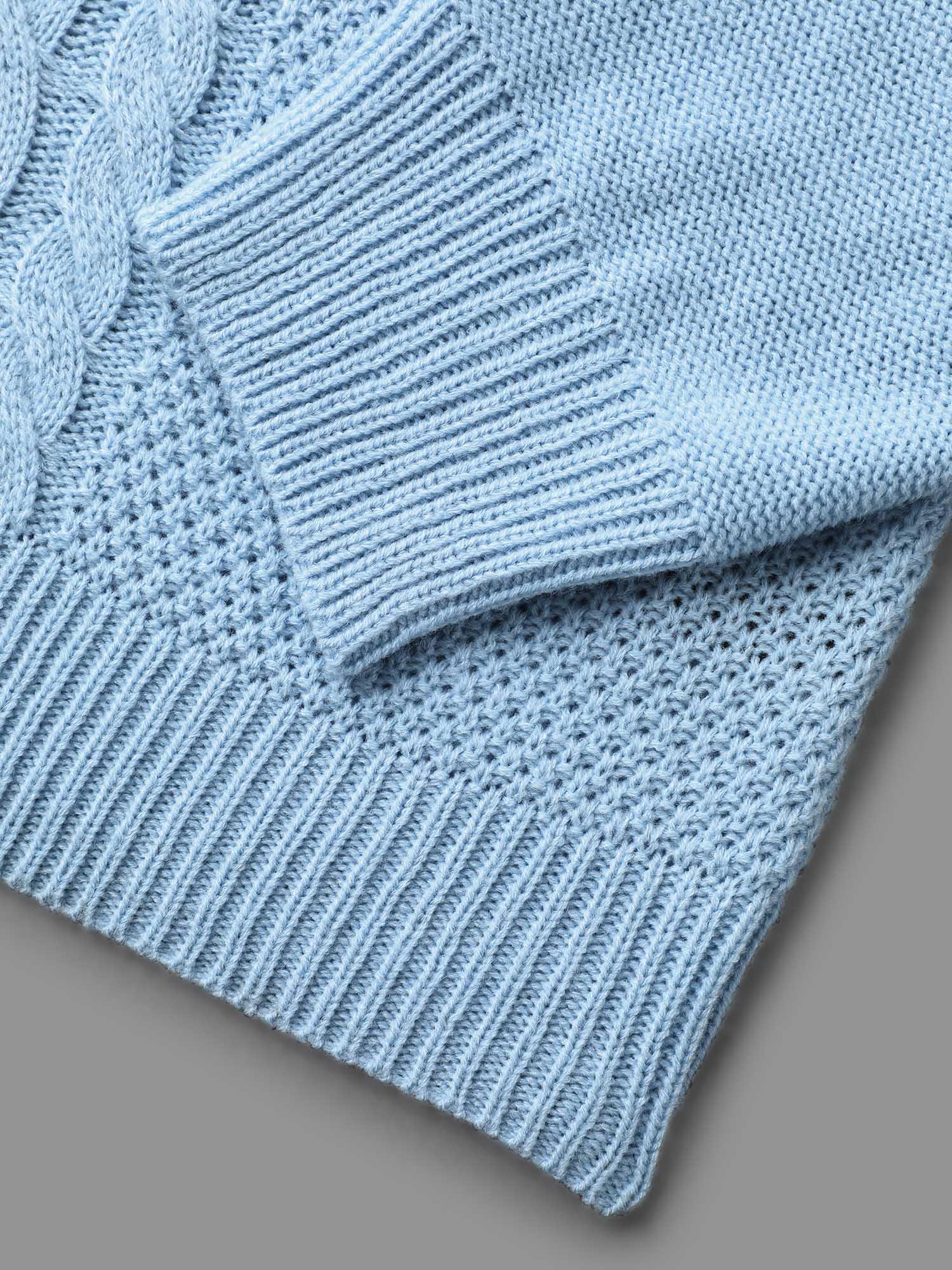 Solid Round Neck Plisse Cable Knit Pullover Female Product Image