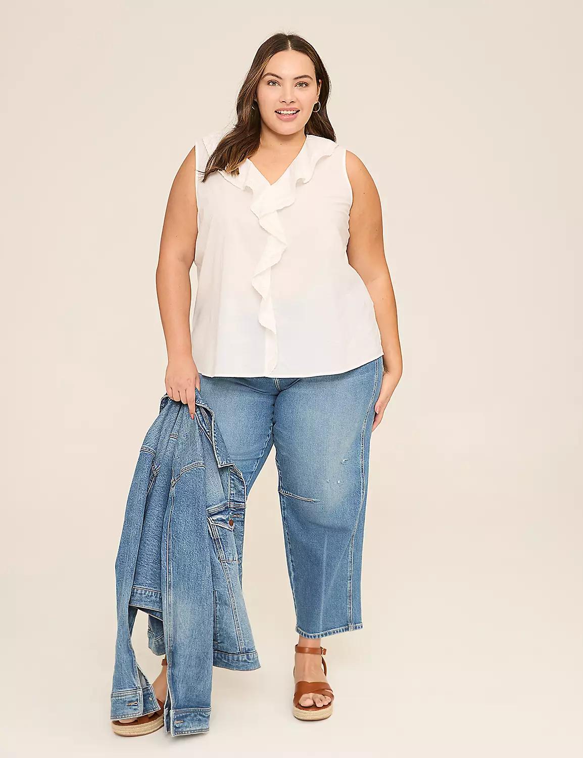 Lace Ruffle-Neck Popover Tank Product Image