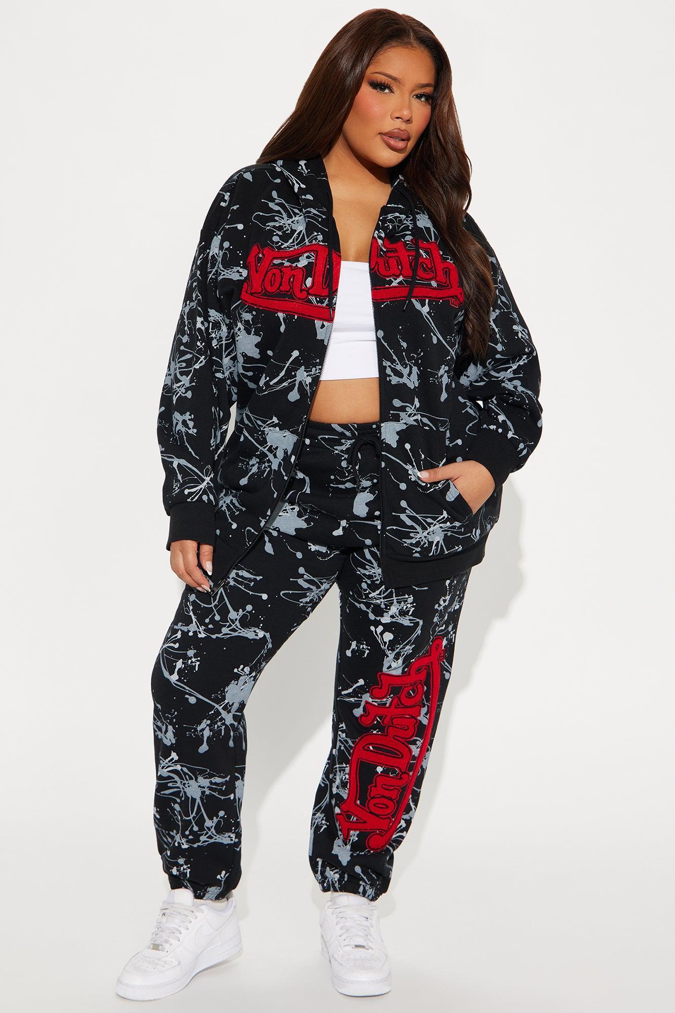 Von Dutch Abstract Zip Up Hoodie - Charcoal/combo Product Image