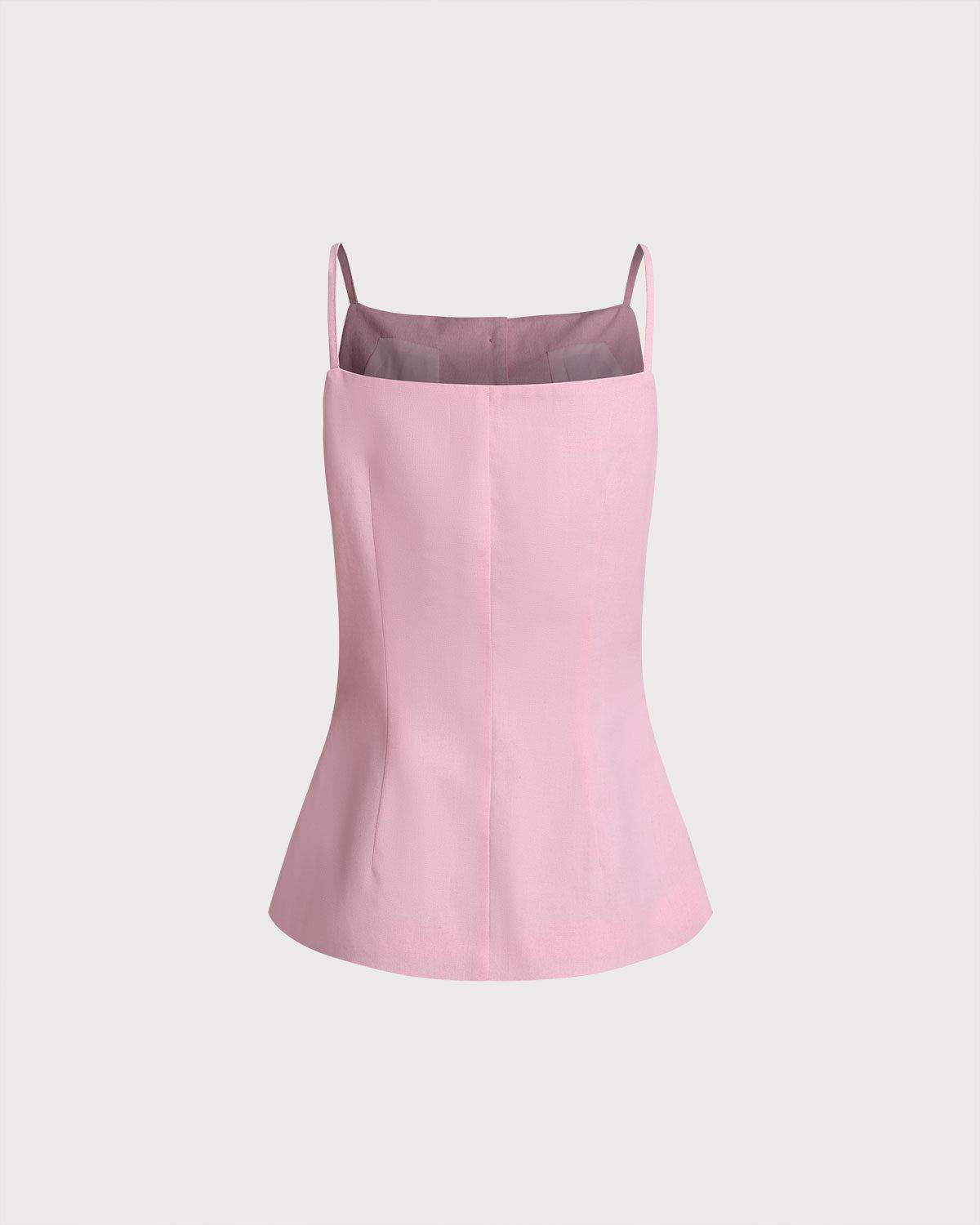 Pink Square Neck Pocket Vest Product Image